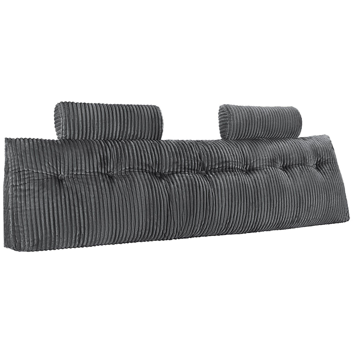 Headboard Pillow, King Size Wedge Headboard Pillow with 2 Side Pockets and 2 Headrests, Bed Wedge Pillow with Washable Flannel Cloth, for Reading, Gaming, Resting, Working in Bed, Grey