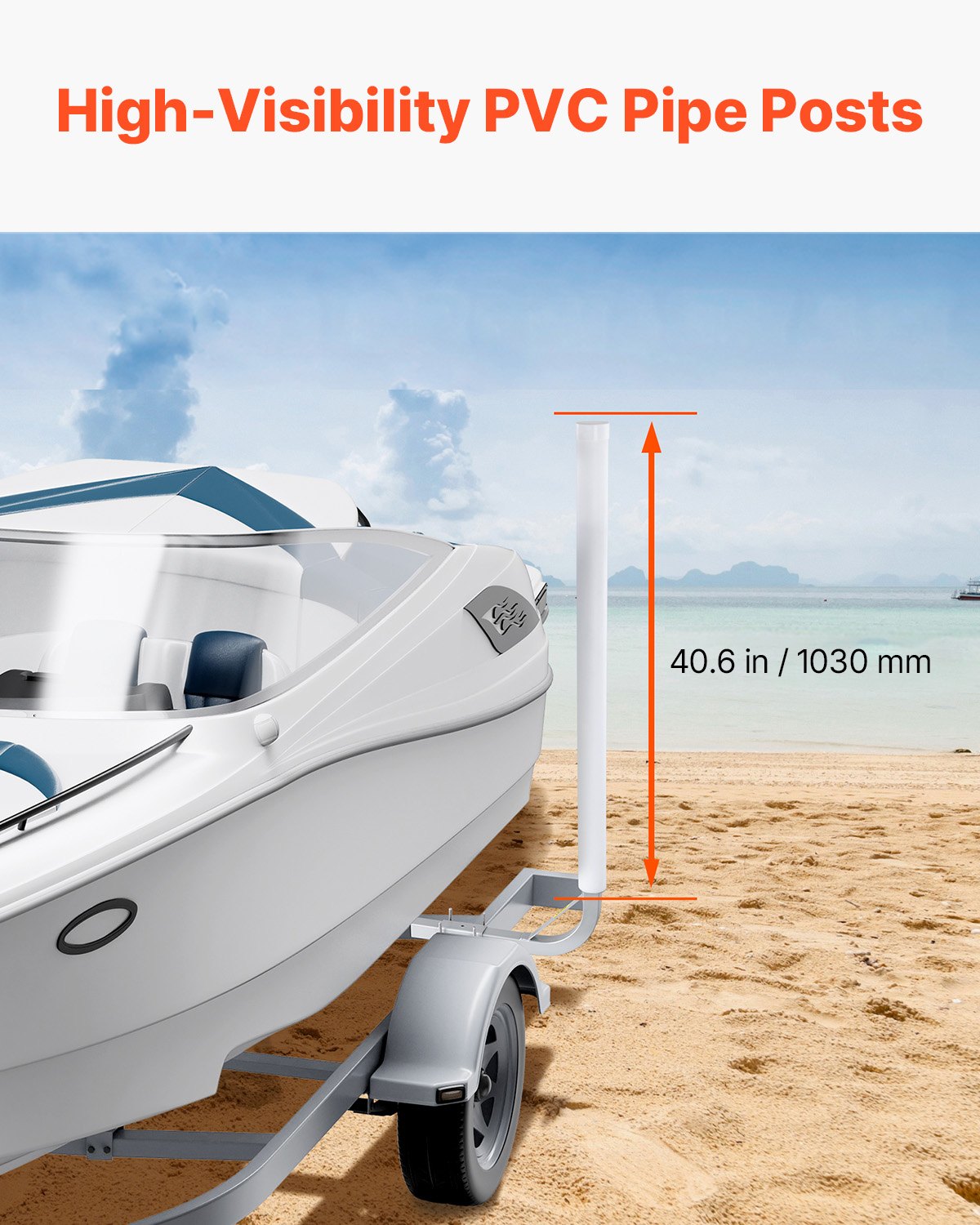 VEVOR Boat Trailer Guide, 1219.2mm Adjustable Design Trailer Guide Poles, 2PCS High-Hardness Steel Trailer Guide-Ons, Trailer Guides with PVC Pipes, for Ski Boat, Fishing Boat or Sailboat Trailer