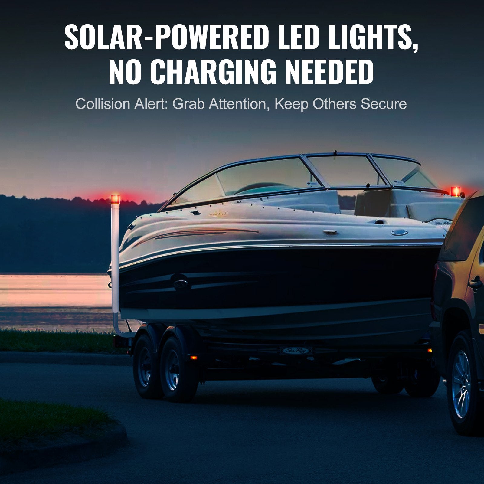 VEVOR Boat Trailer Guide, 1.57M with LED Light Trailer Guide Poles, 2PCS Rustproof Galvanized Steel Trailer Guide ons, Trailer Guides with PVC Pipes, for Ski Boat, Fishing Boat or Sailboat Trailer