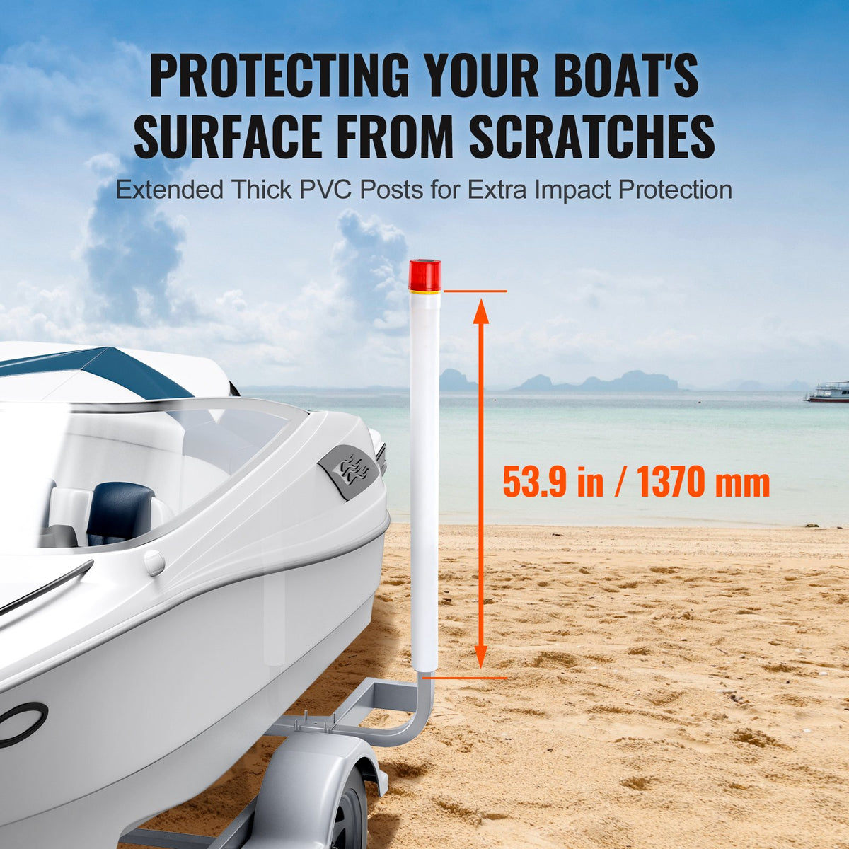 VEVOR Boat Trailer Guide, 1.57M with LED Light Trailer Guide Poles, 2PCS Rustproof Galvanized Steel Trailer Guide ons, Trailer Guides with PVC Pipes, for Ski Boat, Fishing Boat or Sailboat Trailer