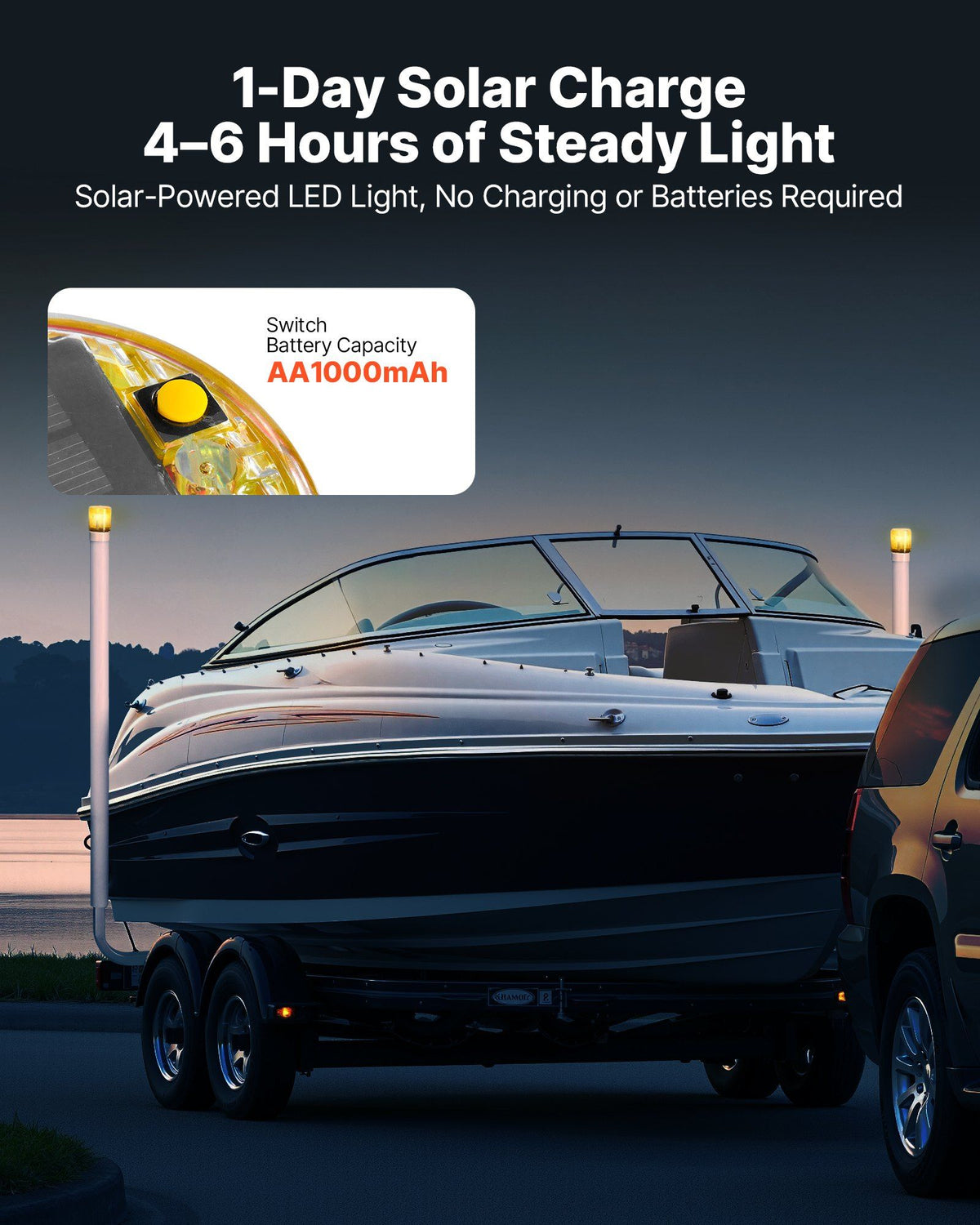 Boat Trailer Guide, 1670mm with LED Light Trailer Guide Poles, 2PCS High-Hardness Steel Guide-Ons, Wide Adjustable Trailers Guides with PVC Pipes, for Ski Boat, Fishing Boat, Sailboat Trailers