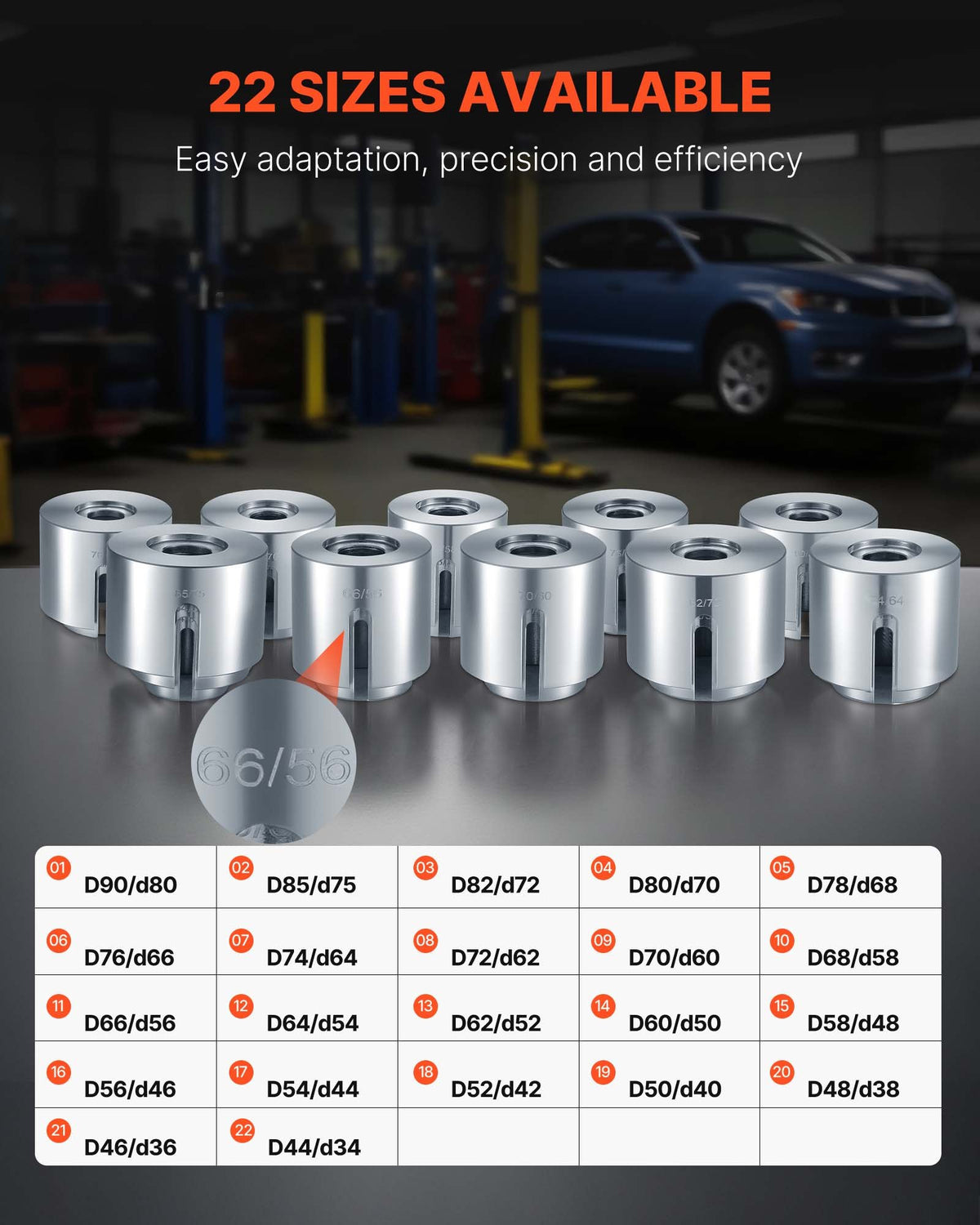 VEVOR Pull and Press Sleeve Kit, 27 PCS, Steel Bush Removal Insertion Sleeve Tools with Carrying Case, Compatible with LCV and HGV Engines, for Removing and Installing Bushings, Bearings, and Seals