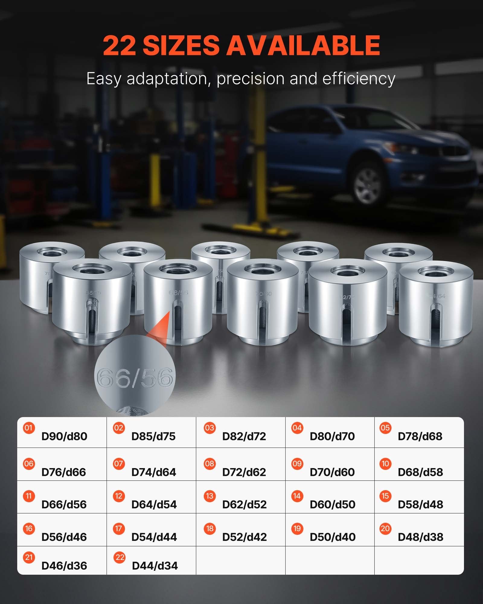 VEVOR Pull and Press Sleeve Kit, 27 PCS, Steel Bush Removal Insertion Sleeve Tools with Carrying Case, Compatible with LCV and HGV Engines, for Removing and Installing Bushings, Bearings, and Seals