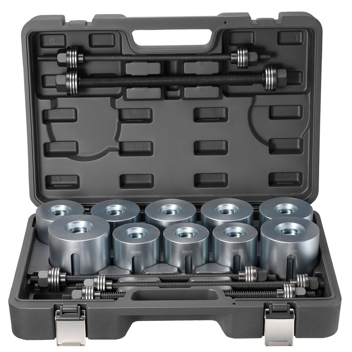 VEVOR Pull and Press Sleeve Kit, 27 PCS, Steel Bush Removal Insertion Sleeve Tools with Carrying Case, Compatible with LCV and HGV Engines, for Removing and Installing Bushings, Bearings, and Seals