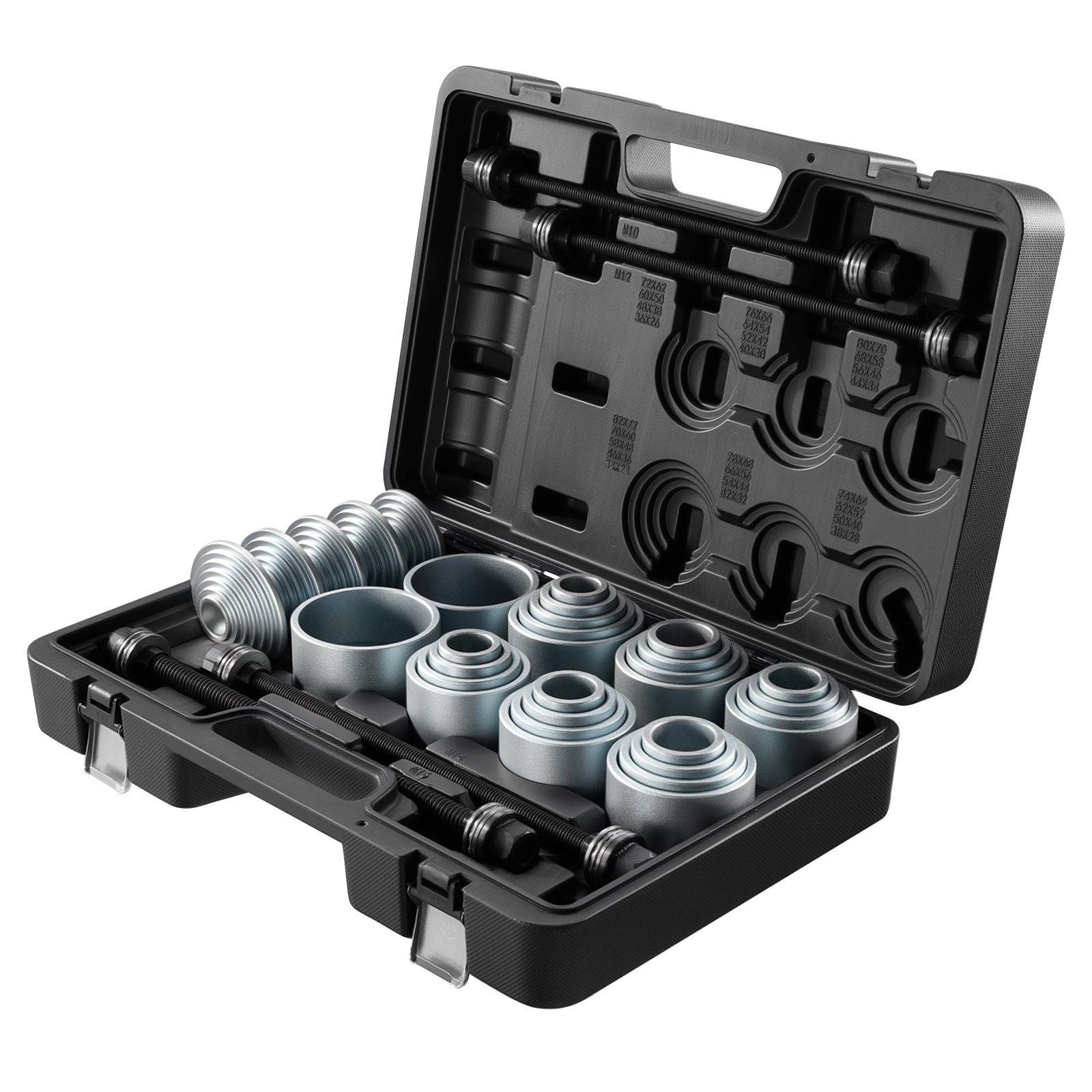 Pull and Press Sleeve Kit, 36 PCS, Steel Bush Removal Insertion Sleeve Tools with Carrying Case, Compatible with LCV and HGV Engines, for Removing and Installing Bushings, Bearings, and Seals