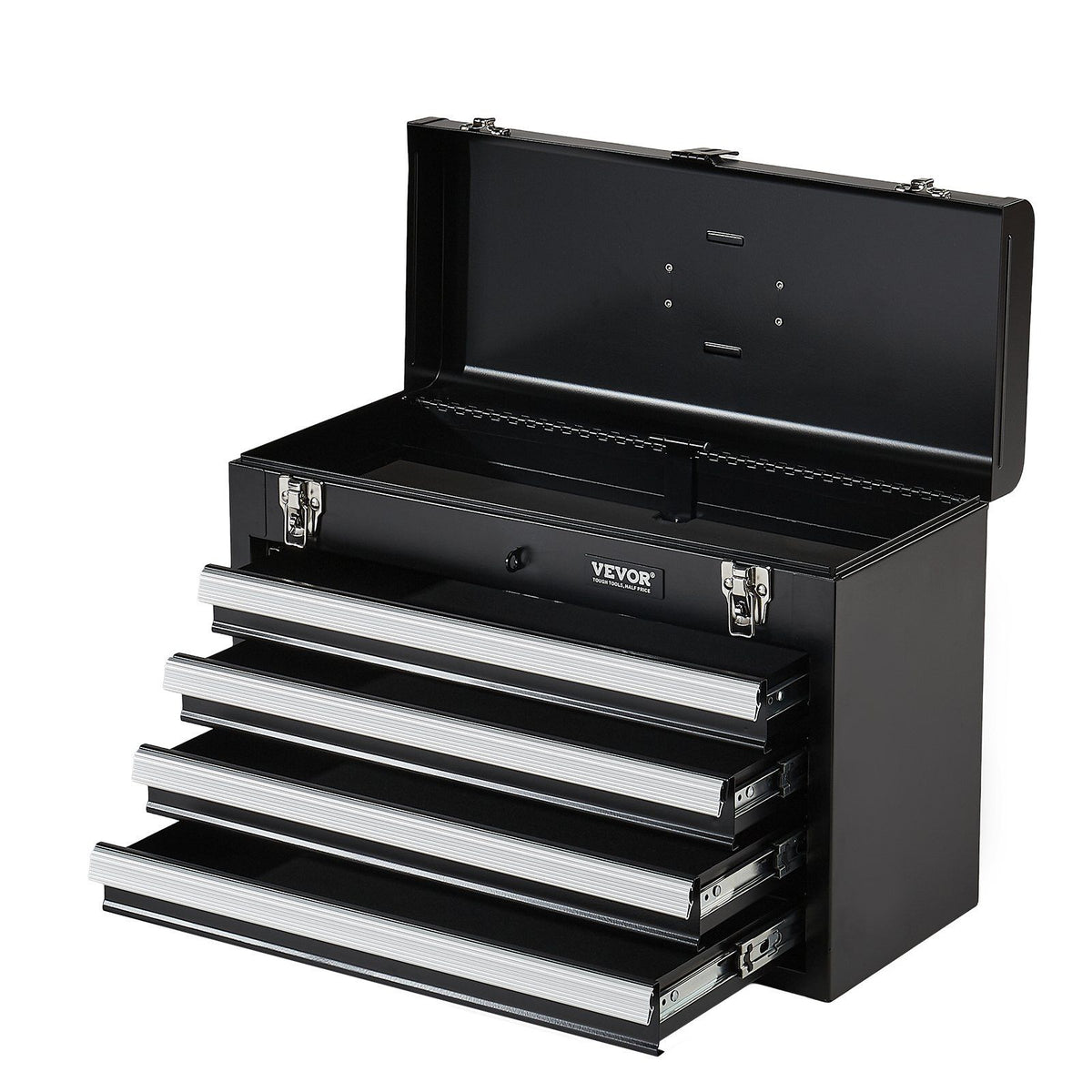 Metal Tool Box, 20.5-inch, Portable Metal Tool Box with 4 Drawers, Small Tool Chest with EVA Liners, Ball Bearing Slide Drawers Locking &amp; Powder Coated Finish, Multi-Function Tool Organizer