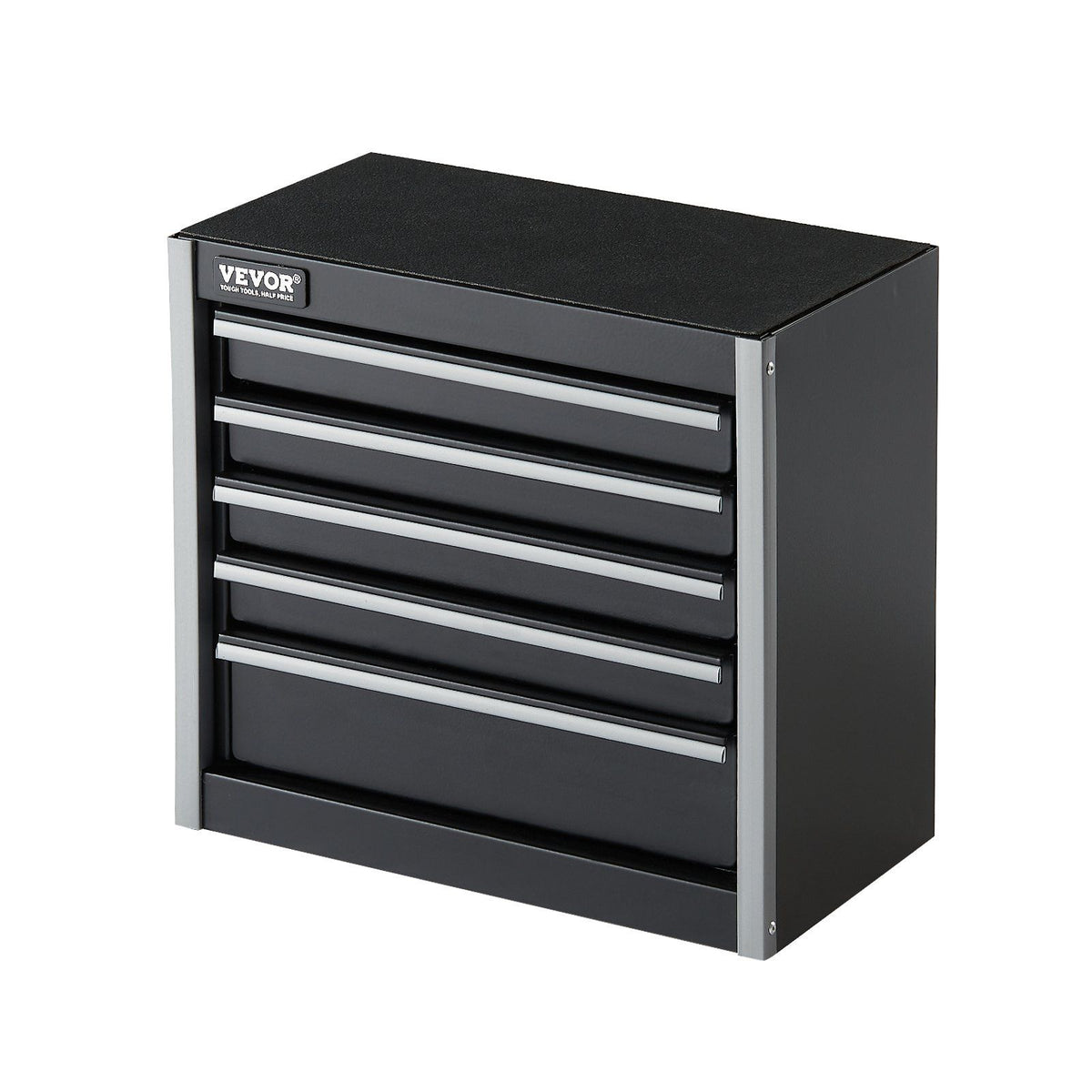 Metal Tool Box, 8.6-inch, Portable Metal Tool Box with 5 Drawers, Small Tool Chest with EVA Liners and PP Feet Pads, Heavy-Duty Steel With Ball Bearing Opening and Powder Coated Finish, Black