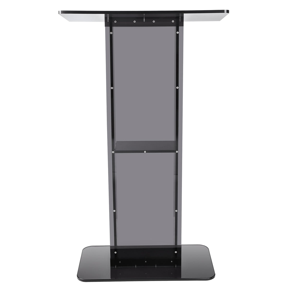 VEVOR Acrylic Podium, 47" Tall, Acrylic Podium Stand with Wide Reading Surface & Storage Shelf, Floor-standing Clear Pulpits Acrylic for Church Office School, Black
