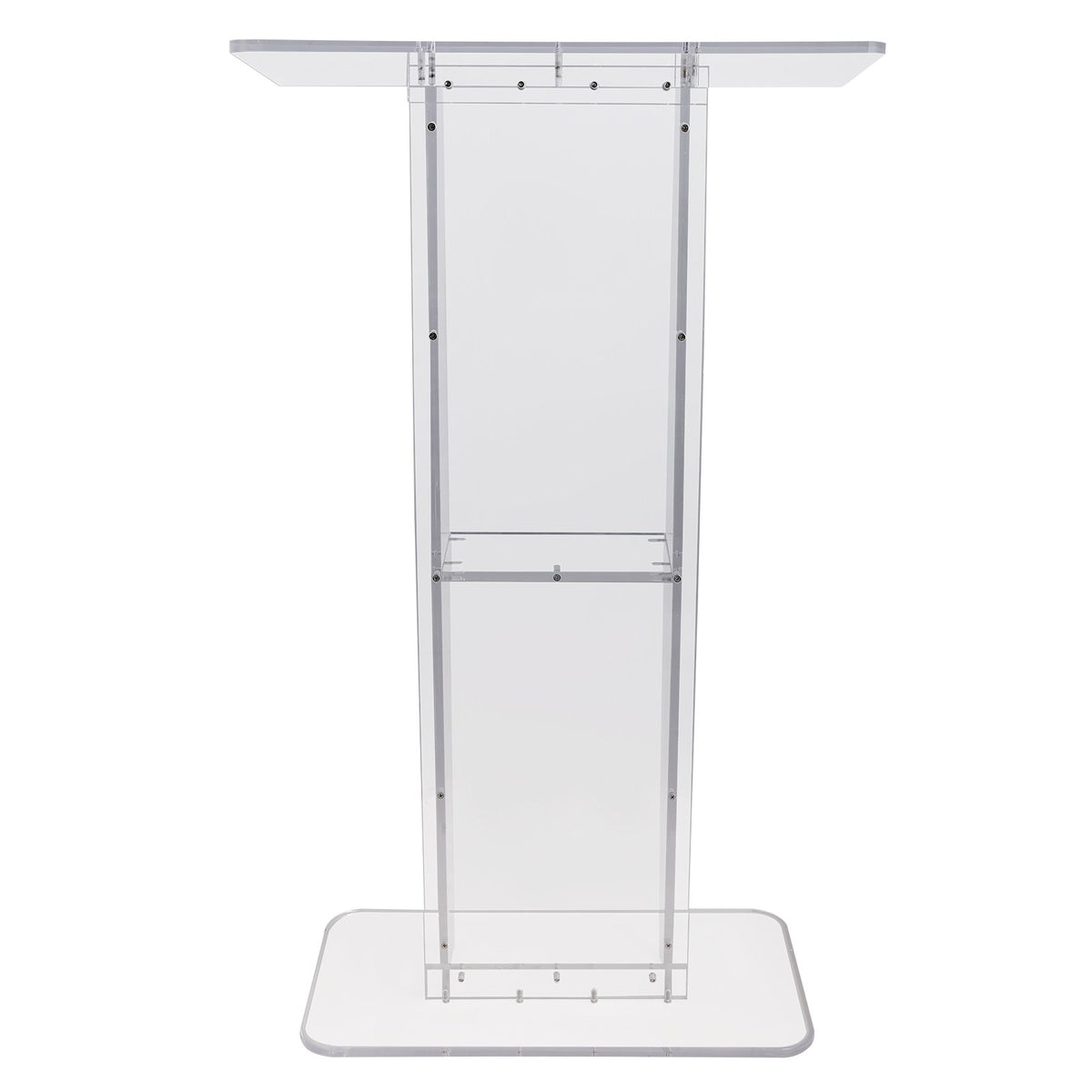 VEVOR Acrylic Podium, 47" Tall, Clear Acrylic Podium Stand with Wide Reading Surface & Storage Shelf, Floor-standing Clear Pulpits Acrylic for Church Office School