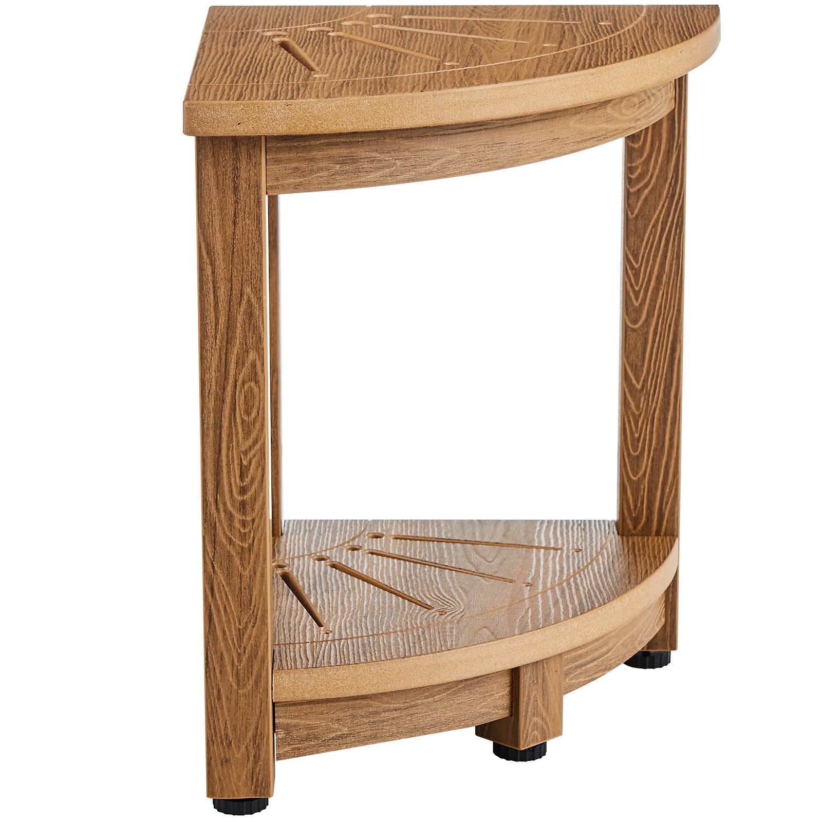 VEVOR Corner Shower Bench, 16.5" Height 12.8" Radius, Faux Wood Grain Polystyrene, 158KGS with Storage Shelf, Water Resistant, Shower Stool for Inside & Outside Shower, for Bathroom, Living Room