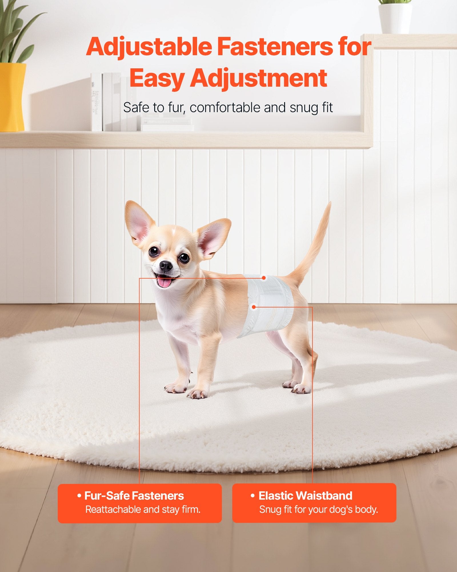 VEVOR Disposable Male Dog Diapers, Super Absorbent Male Dog Wraps, 360 ° Leak-Proof Belly Bands with Wetness Indicator for Doggies in Heat, Training, Incontinence - XS, 96 Count (2 Packs of 48)