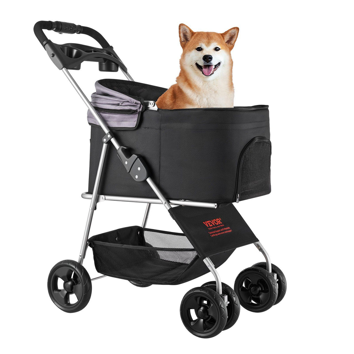 Pet Stroller, 16KG Weight Capacity, Foldable Dog Stroller Cart, 4 Wheels Cats Pram with Detachable Carrier &amp; Mesh Windows, Portable Animal Carrier with Brake for Small to Medium Pets