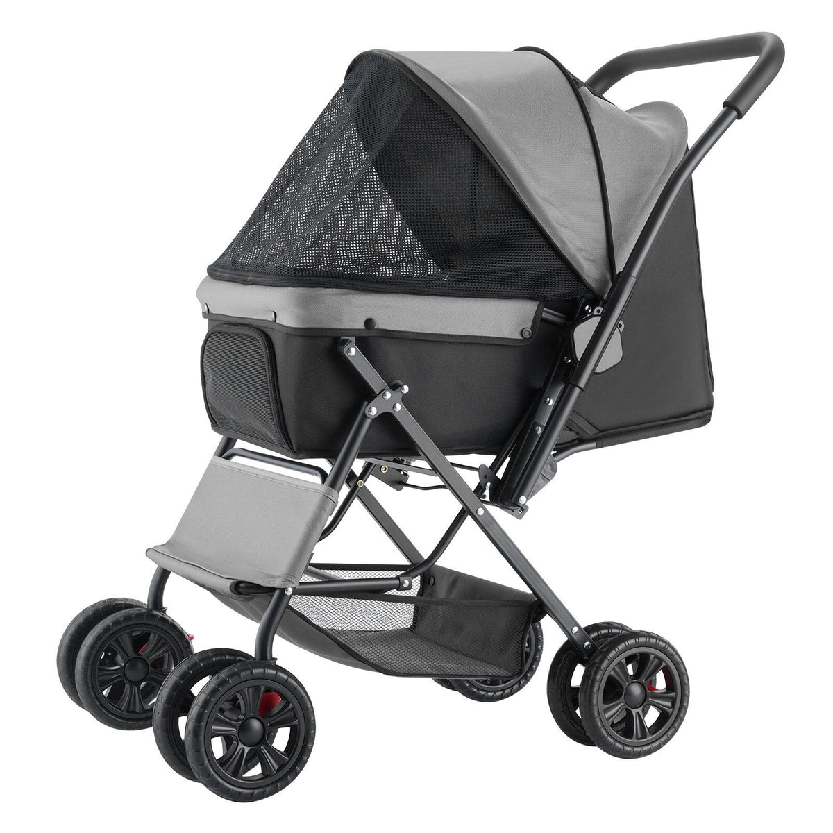 Pet Stroller, 20KG Weight Capacity, Foldable Dog Stroller Cart, 4 Wheels Cats Stroller with Mesh Windows &amp; Revrsible Handle, Portable Pet Carrier Stroller with Brake, for Small to Medium Pets