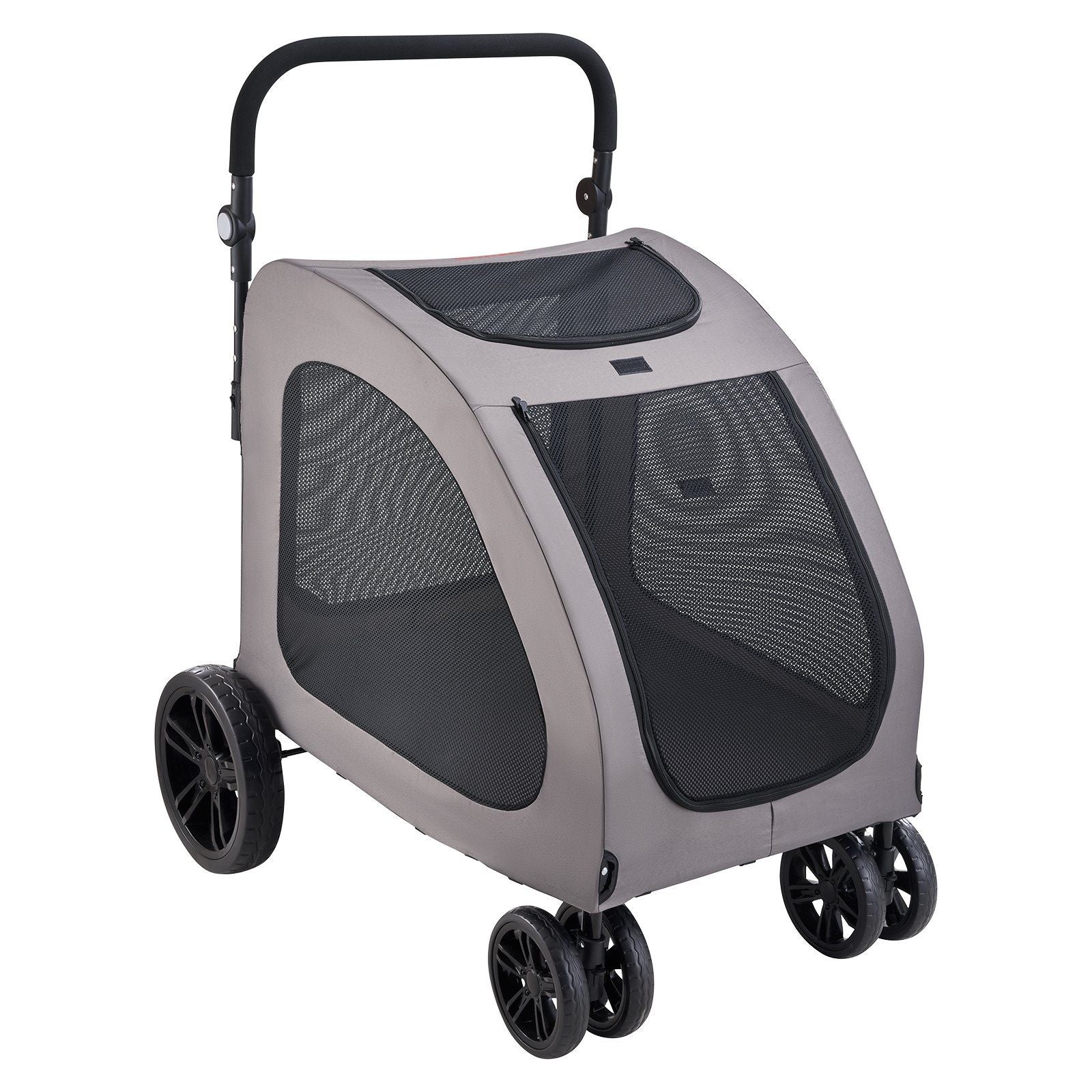Pet Stroller, 4 Wheels Dog Stroller with Brakes, 160lbs Weight Capacity, Portable Puppy Stroller Carrier with Breathable Mesh Windows & Height-Adjustable Height, Animal Stroller for Cats & Dogs