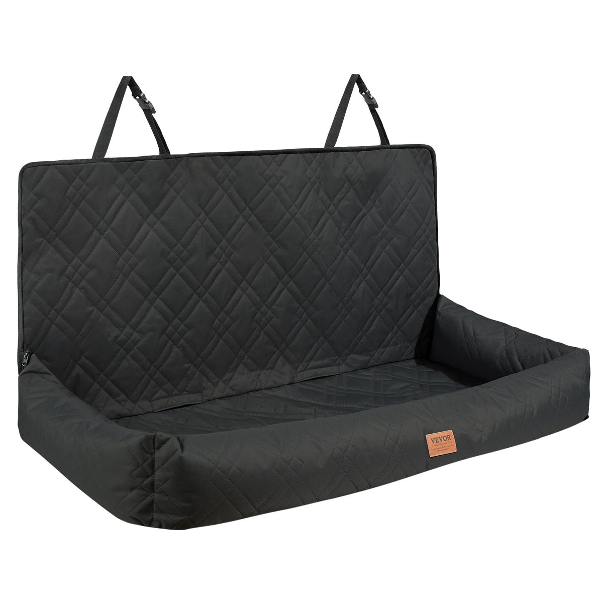 VEVOR Dog Car Seat, Waterproof Dog Booster Seat for Car, Pet Car Seat with Clip-On Safety Leash, PP Cotton Filling, Dog Car Bed for Medium &amp; Large Dog up to 45.4 kg, Black