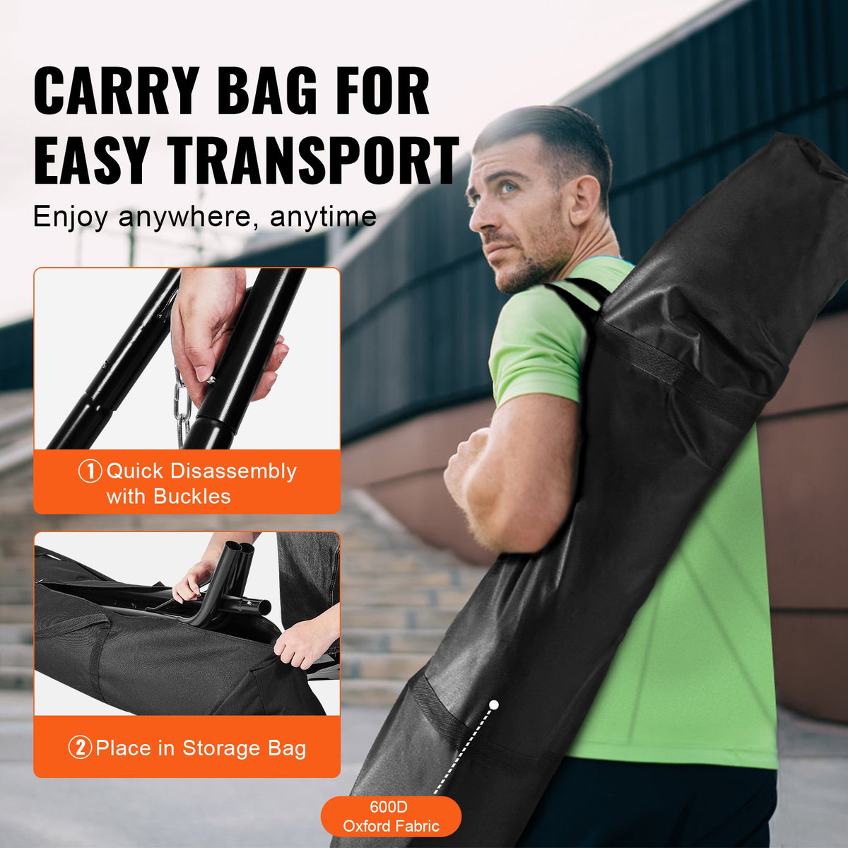 VEVOR Universal 2 Person Hammock Stand, Adjustable Heavy Duty 550 lbs Capacity Hammock Stand Fits 8-13 ft Hammocks for Outdoor and Indoor Portable Hammock Stand with Chain, Hook, and Carrying Bag