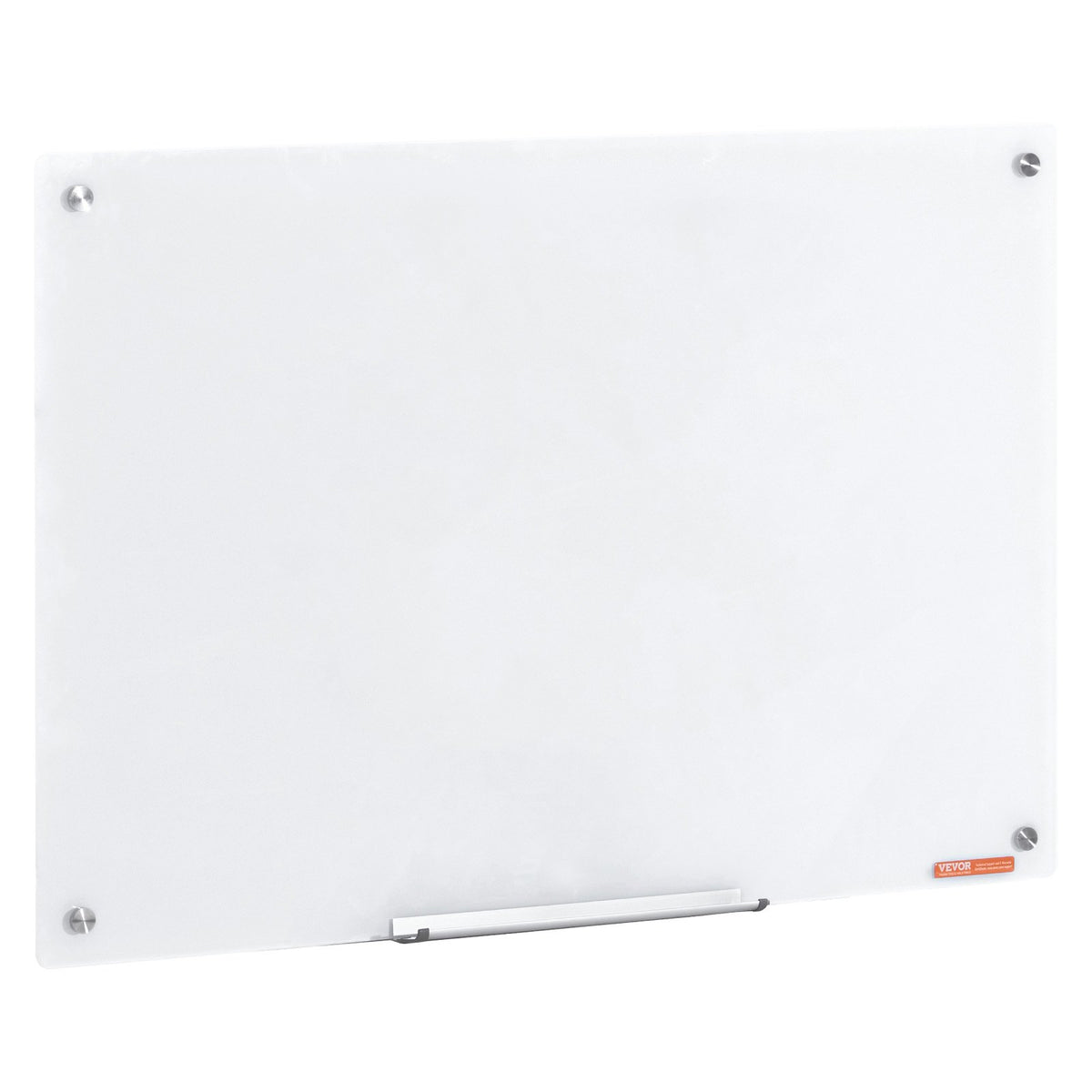 VEVOR Magnetic Glass Whiteboard, Dry Erase Board 36"x24", Wall-Mounted Large White Glassboard Frameless, with Marker Tray, an Eraser and 2 Markers, White
