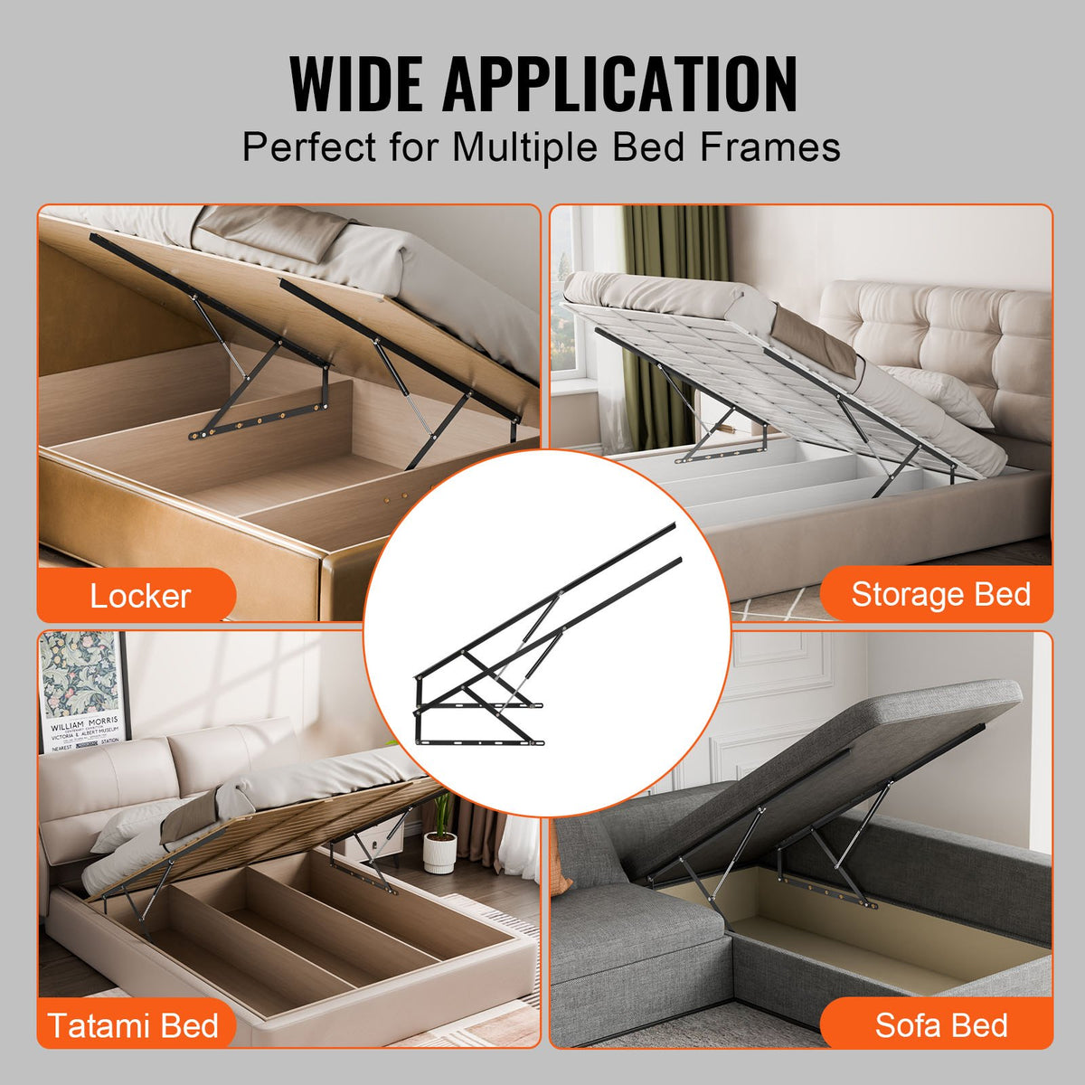 VEVOR Bed Lift 59x79 in Compatible Bed Size 265 lbs Load DIY Wall Bed Hardware