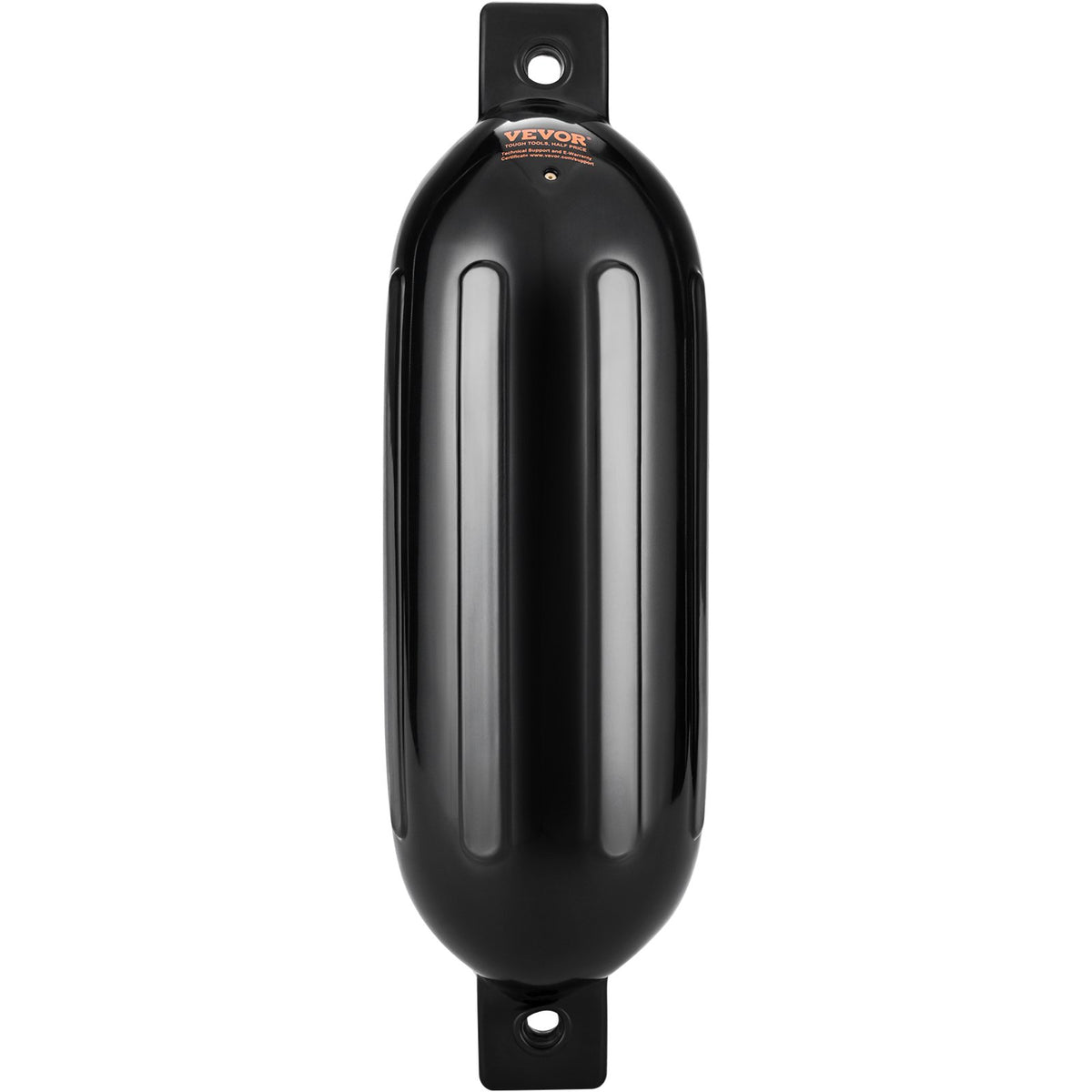 VEVOR Boat Fenders, 6.5" x 23" Boat Bumpers for Docking, Inflatable Ribbed Fender with Center Holes, Marine Boat Dock Fender Bumper with Air Pump, 4 Needles and 4 Ropes and Storage Bag, Black