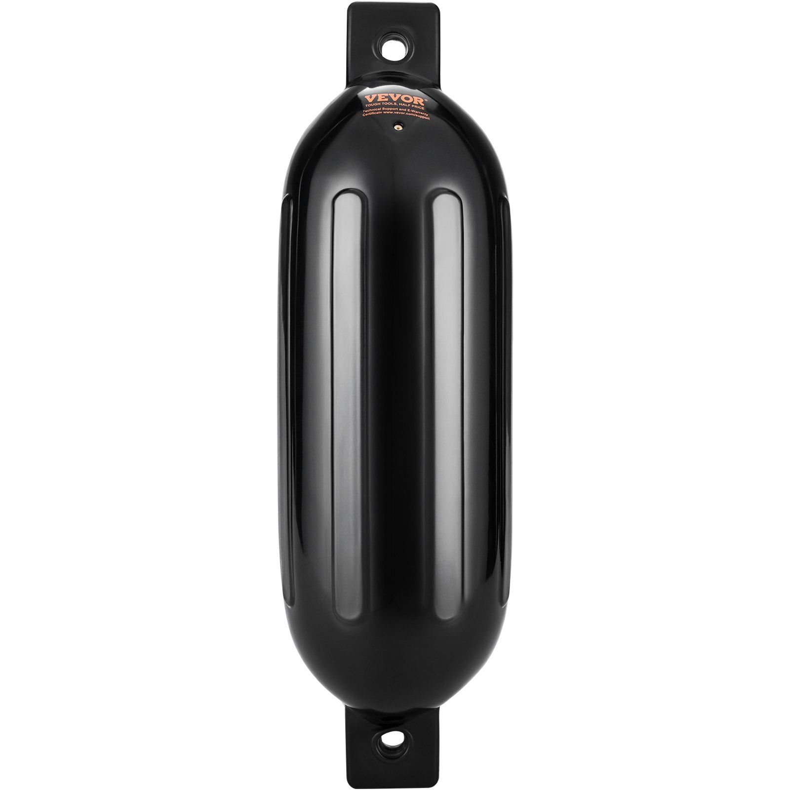 VEVOR Boat Fenders, 6.5" x 23" Boat Bumpers for Docking, Inflatable Ribbed Fender with Center Holes, Marine Boat Dock Fender Bumper with Air Pump, 4 Needles and 4 Ropes and Storage Bag, Black