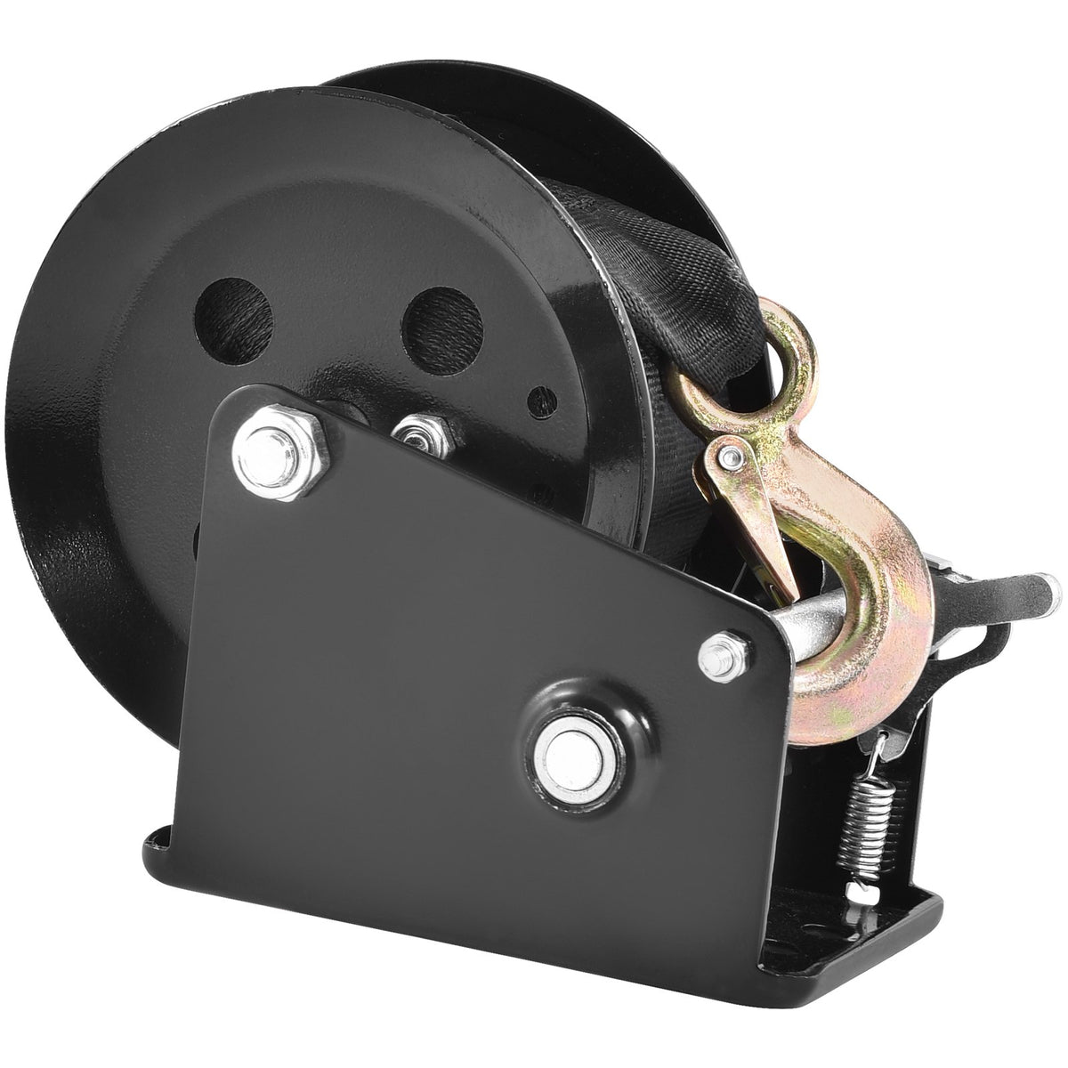 VEVOR Hand Winch, 725.7 kg Pulling Capacity, Boat Trailer Winch Heavy Duty Rope Crank with 10 m Polyester Strap and Two-Way Ratchet, Manual Operated Hand Crank Winch for Trailer, Boat or ATV Towing