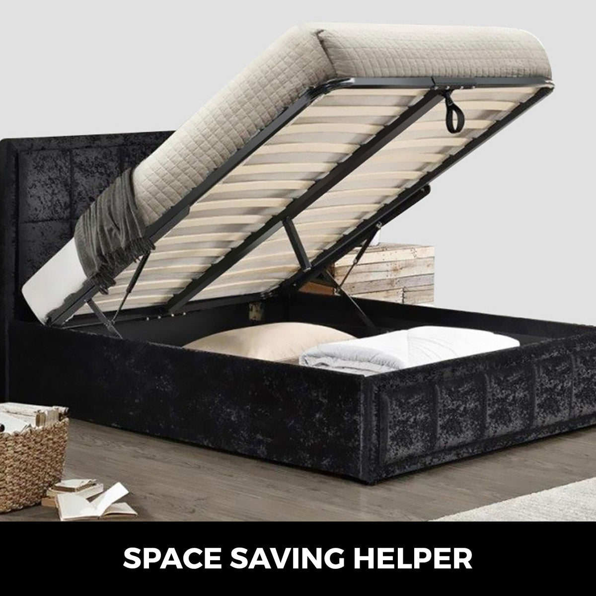 VEVOR Pair of 5FT Pneumatic Mechanism Heavy Duty Gas Spring Kit for Box Bed Sofa Storage Space Saving DIY Project Lifter Lift Up Hardware Black