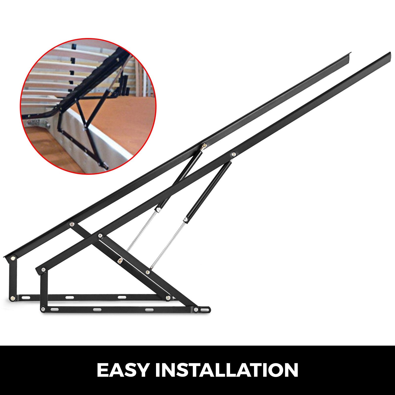 VEVOR Pair of 5FT Pneumatic Mechanism Heavy Duty Gas Spring Kit for Box Bed Sofa Storage Space Saving DIY Project Lifter Lift Up Hardware Black