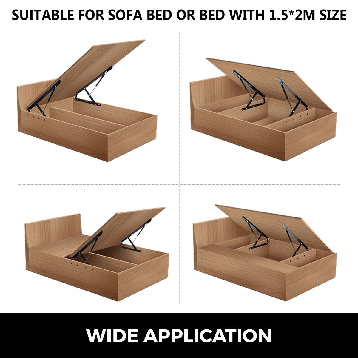 VEVOR Pair of 5FT Pneumatic Mechanism Heavy Duty Gas Spring Kit for Box Bed Sofa Storage Space Saving DIY Project Lifter Lift Up Hardware Black