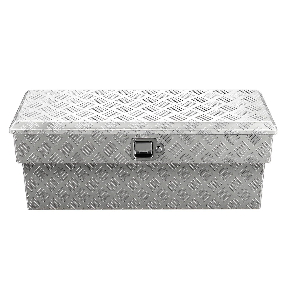 Truck Bed Tool Box, Heavy Duty Aluminum Tool Box with Tread Patterns, Storage Toolbox Chest Organizer with Lock and Key, Ideal for Pickup, Truck Bed, RV, Trailer, 864 x 305 x 390 mm, Silver