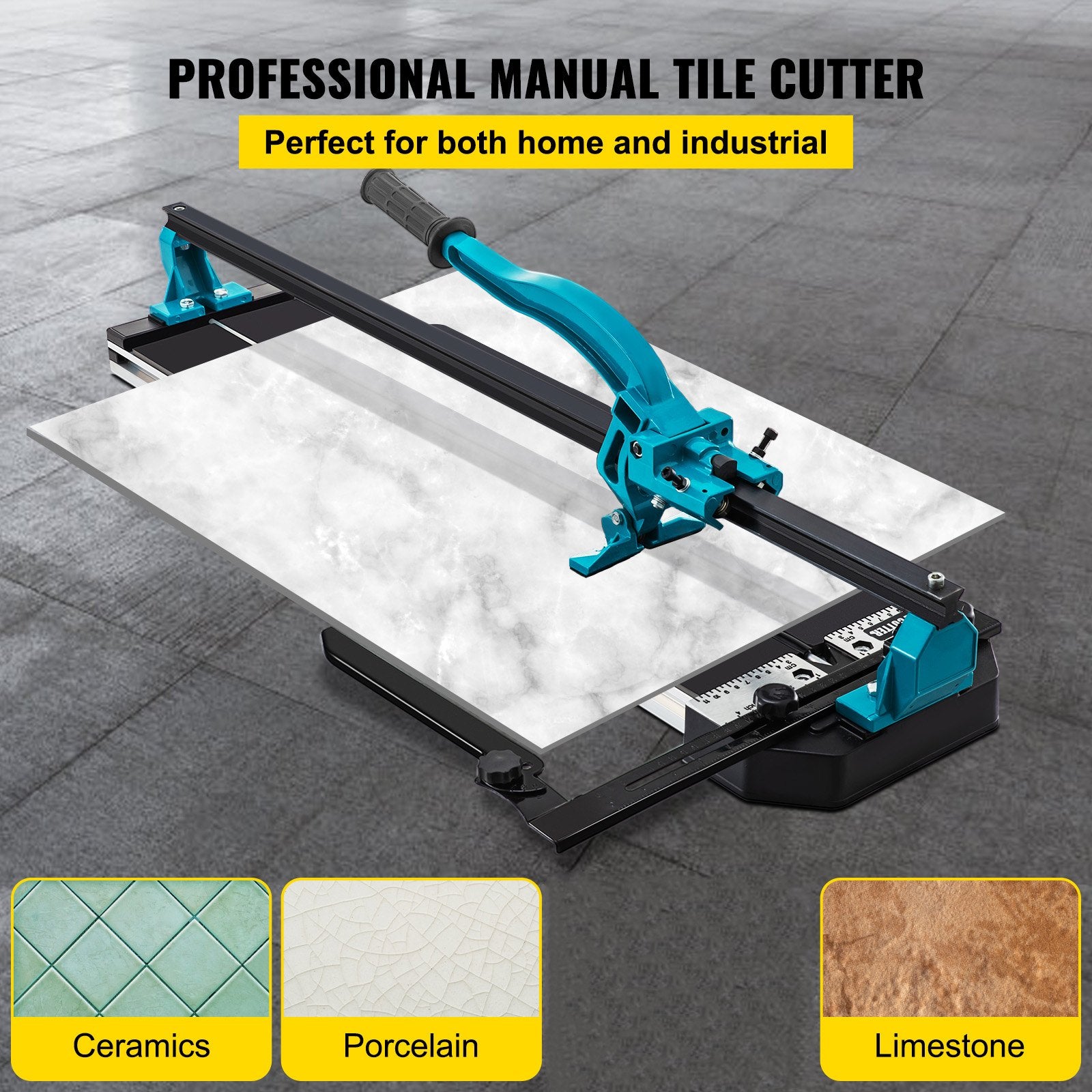 VEVOR Tile Cutter 47in Cutting Tool w/ Laser Guide Single Rail Double Brackets