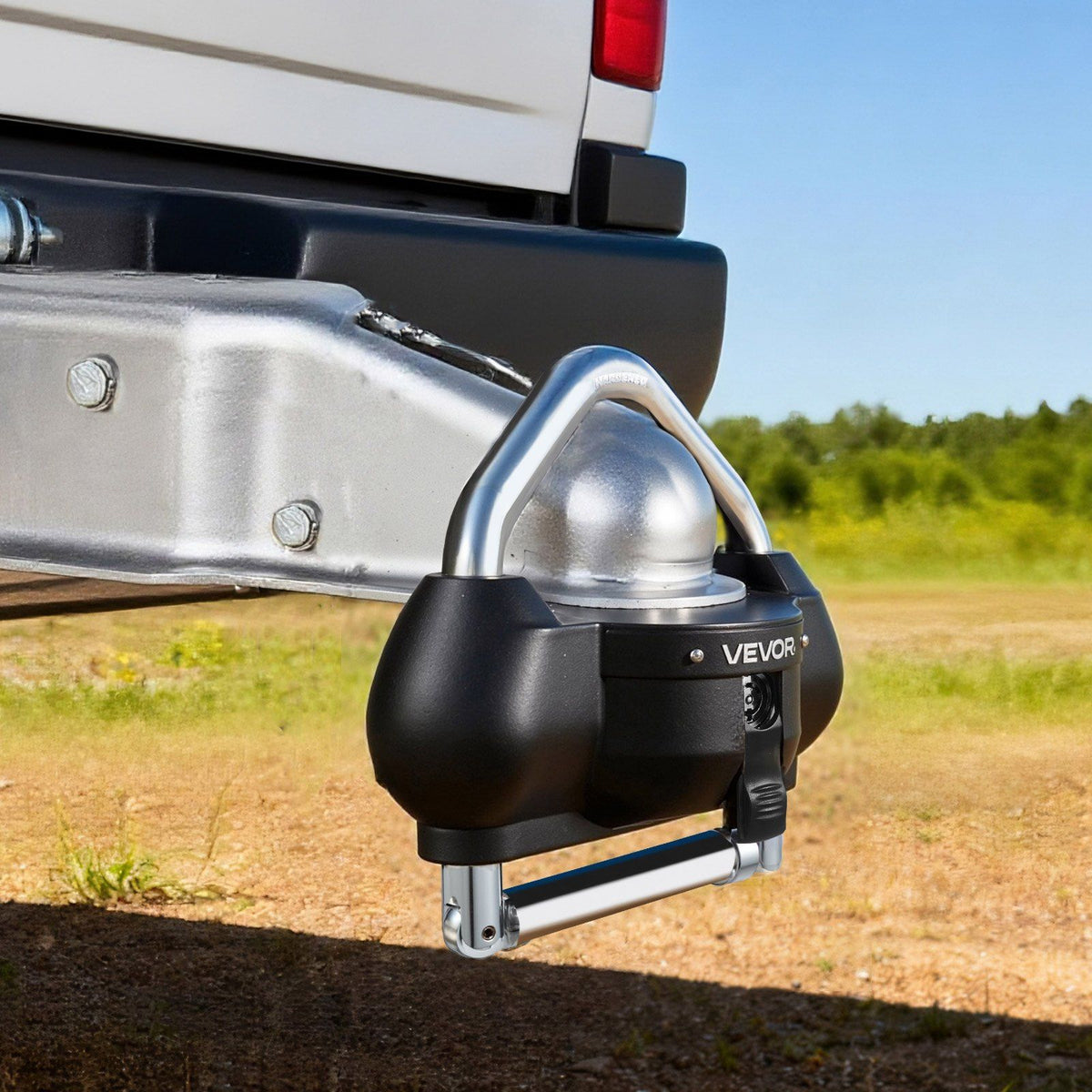 Trailer Hitch Lock, Fits for 46 mm, 50.8 mm, 58.7 mm Couplers, Heavy-Duty Anti-Theft Trailer Ball Lock with 3 Keys, Prying-Resistant, Adjustable Height Design for RVs, Boats, Trailers, Black