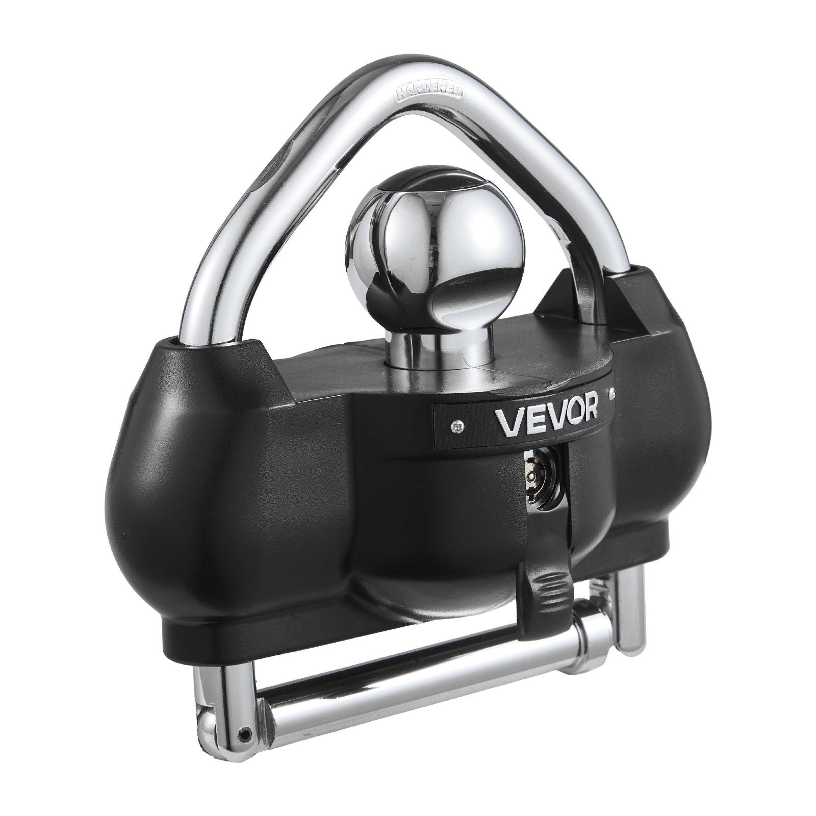 Trailer Hitch Lock, Fits for 46 mm, 50.8 mm, 58.7 mm Couplers, Heavy-Duty Anti-Theft Trailer Ball Lock with 3 Keys, Prying-Resistant, Adjustable Height Design for RVs, Boats, Trailers, Black