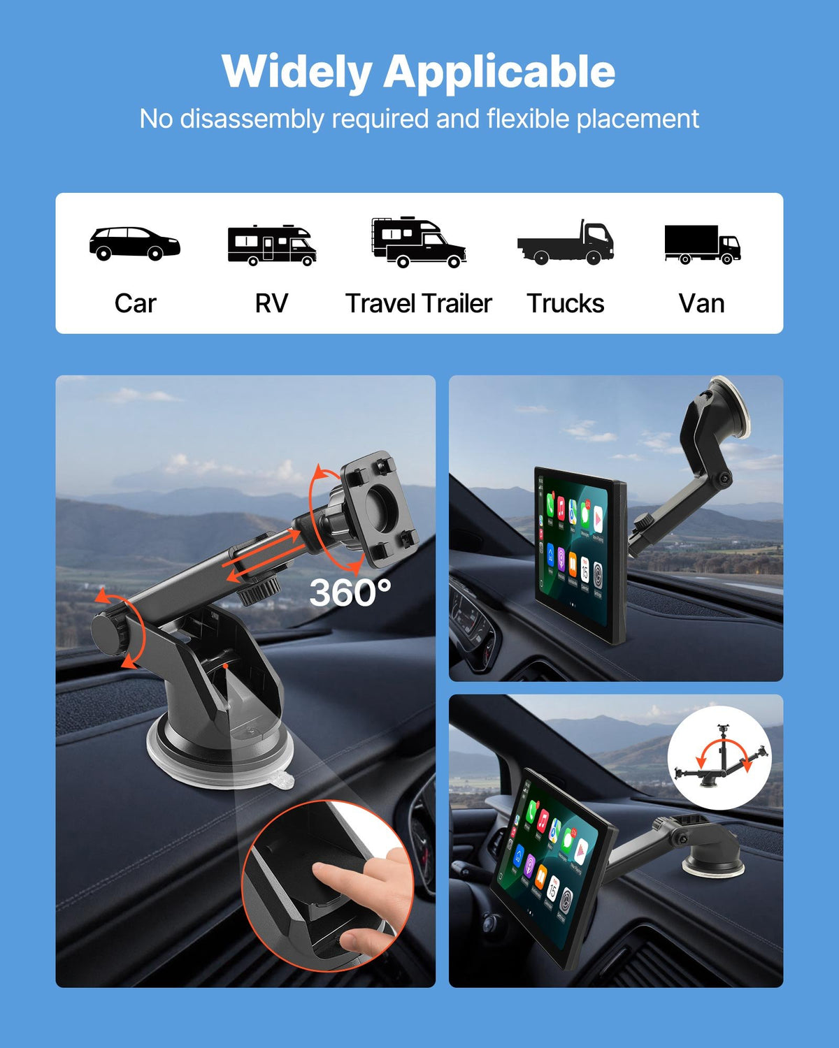 VEVOR Car Stereo Radio CarPlay Touchscreen 228.6 mm Apple Android Backup Camera