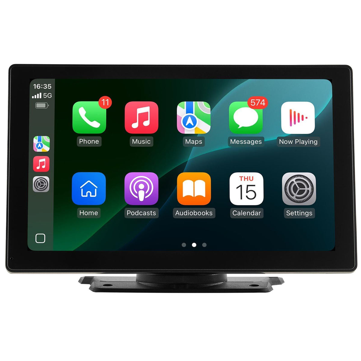 Wireless Car Stereo, 228.6mm HD Portable Radio Touch Screen with Apple CarPlay and Android Auto, CarPlay Screen with Front &amp; Backup Cameras, Voice Control, Mirror Link, Bluetooth, GPS Navigation