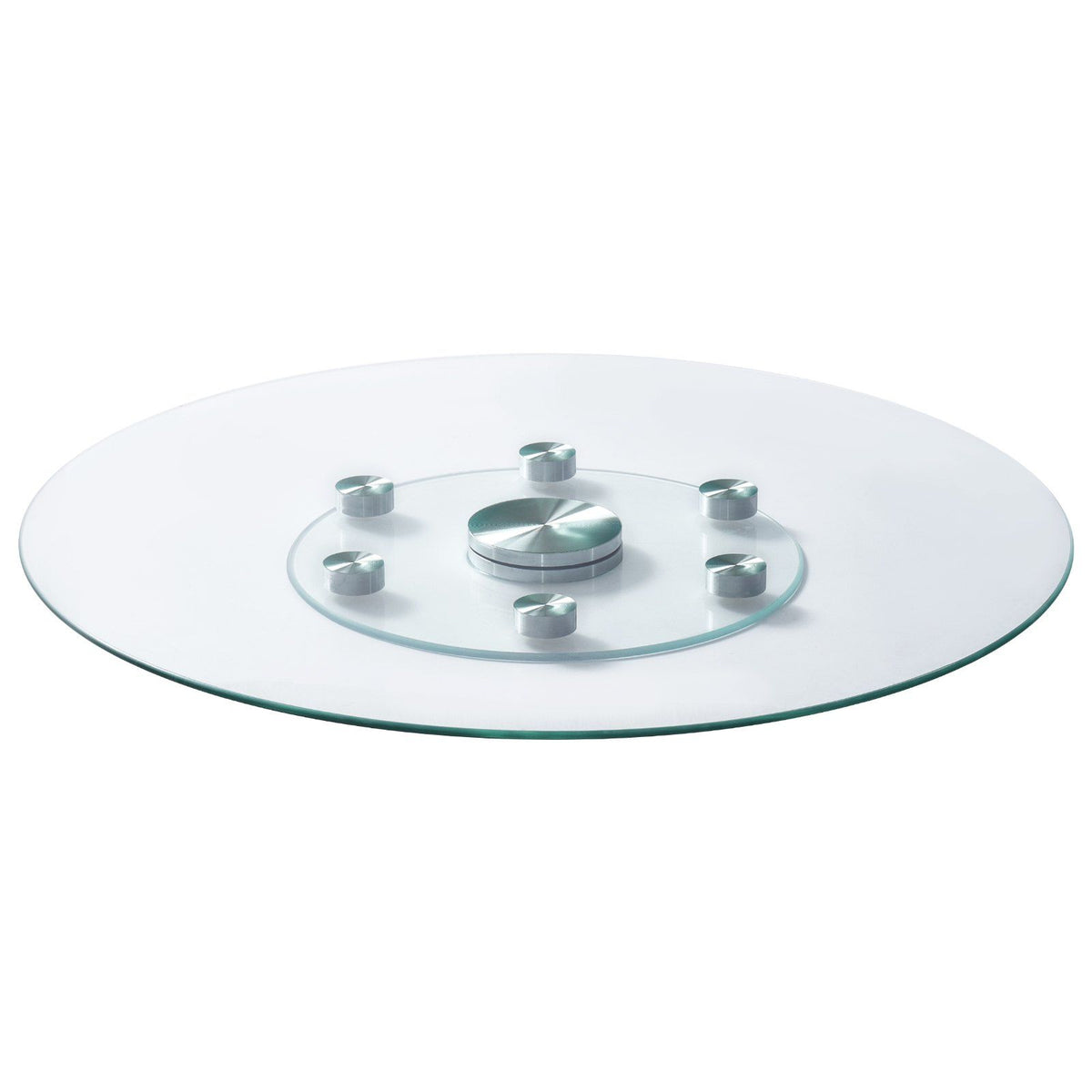 76.8 cm Glass Lazy Susan Turntable, Tempered Glass Dining Table Centerpiece with 6 Rotating Wheels, 360° Smooth & Silent Spin Tabletop Rotating Tray, for Family Gatherings, Banquets & Weddings