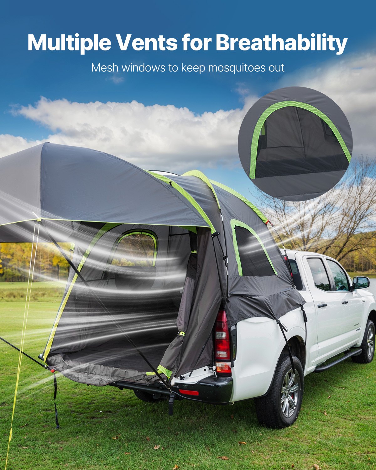 VEVOR Truck Tent 8.0-8.2ft Waterproof PU2000 Truck Bed Camping Tent 2-3 Person