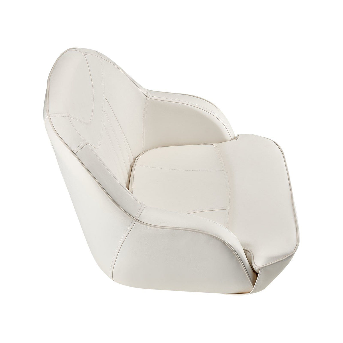 Boat Seat, Low Backrest, Boat Seat Captain Bucket Seat with Thickened Sponge Cushion &amp; Waterproof PVC Leather, Ergonomic Design, Suitable for Fishing Boats, Yachts, Ships, White