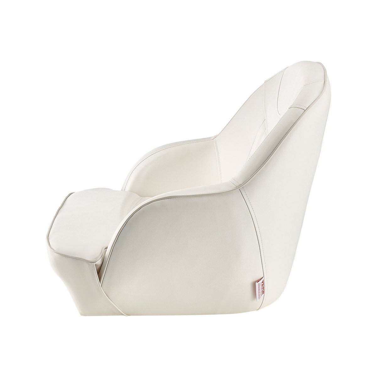 Boat Seat, Low Backrest, Boat Seat Captain Bucket Seat with Thickened Sponge Cushion & Waterproof PVC Leather, Ergonomic Design, Suitable for Fishing Boats, Yachts, Ships, White