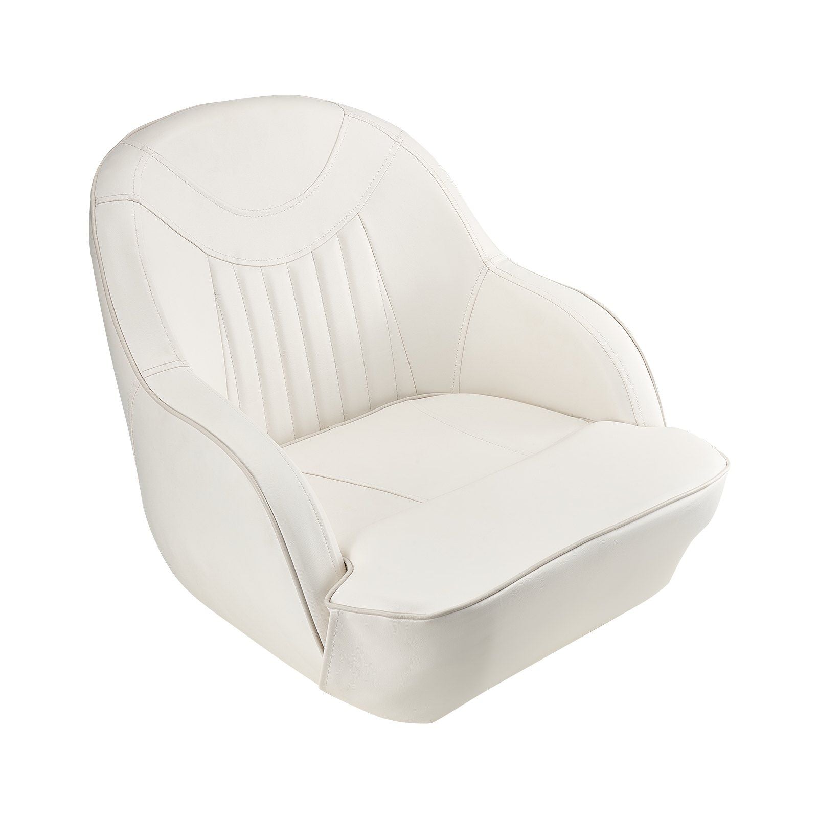 Boat Seat, Low Backrest, Boat Seat Captain Bucket Seat with Thickened Sponge Cushion & Waterproof PVC Leather, Ergonomic Design, Suitable for Fishing Boats, Yachts, Ships, White