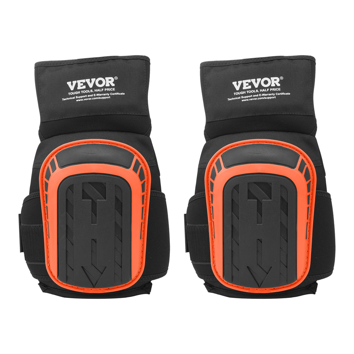 VEVOR Knee Pads for Work, Extended Heavy Duty Construction Knee Pads with 2 Extension Straps, Anti-slip Foam Gel Knee Pads, Men &amp; Women, for Gardening Flooring Roofing and Cleaning, Black and Orange