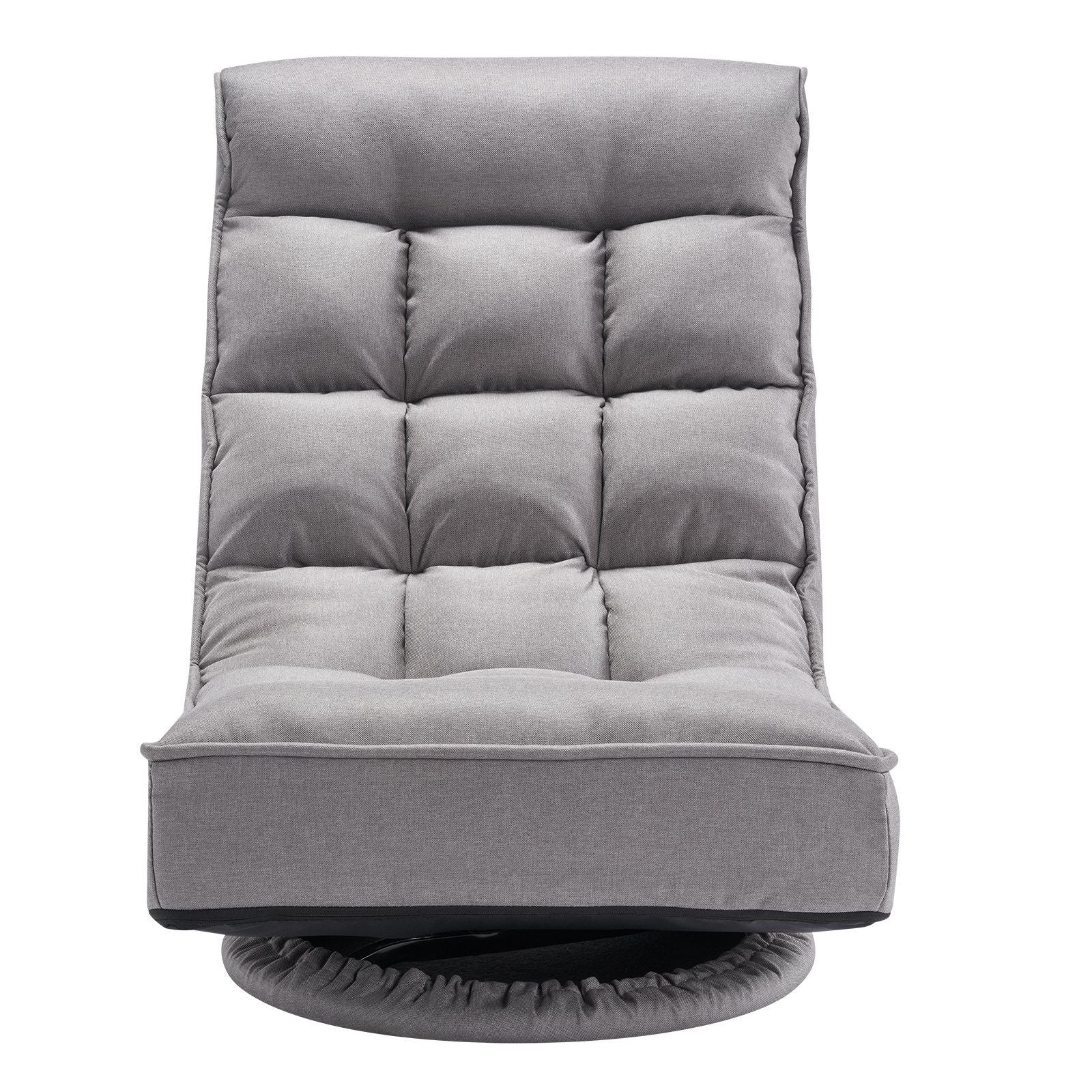 Swivel Floor Gaming Chair, 360-Degree Rotating Floor Chair with 4 Adjustable Position Folding Backrest and Lumbar Support, Folding Video Reclining Sofa for Watching TV Reading Playing Game, Gray