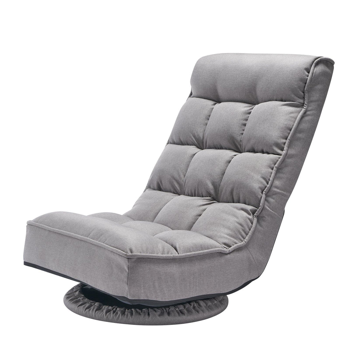 Swivel Floor Gaming Chair, 360-Degree Rotating Floor Chair with 4 Adjustable Position Folding Backrest and Lumbar Support, Folding Video Reclining Sofa for Watching TV Reading Playing Game, Gray