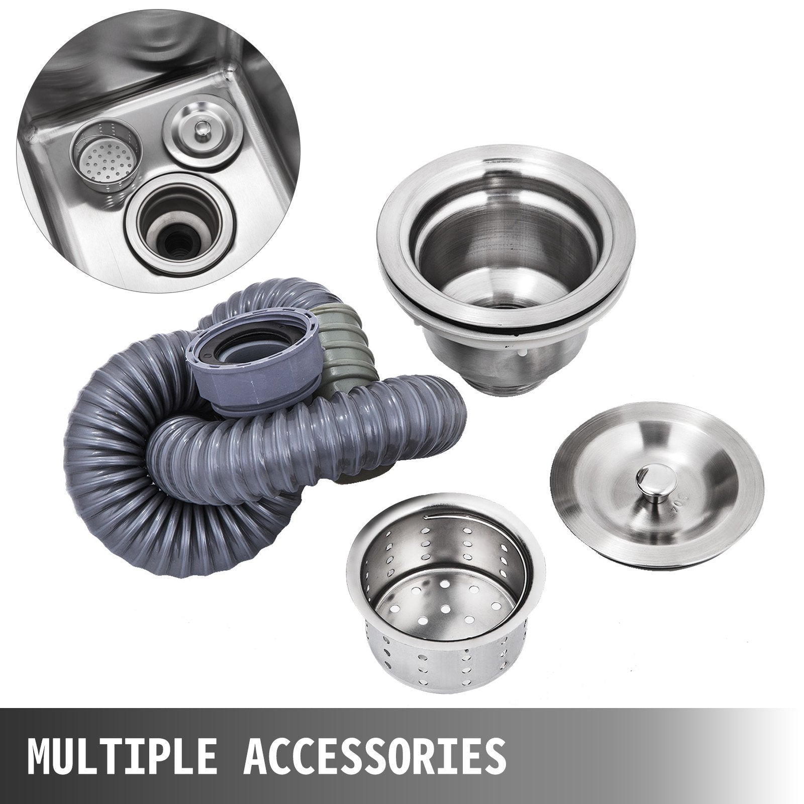 VEVOR Handmade Sink Non-magnetic Stainless Steel Kitchen Sink Hand Made 1 Compartment 40.6 x 39.4 x 25.4 cm Capacity Huge Tub Sink with Right Hand Platform for Farmhouse Cafe Shop Hospital