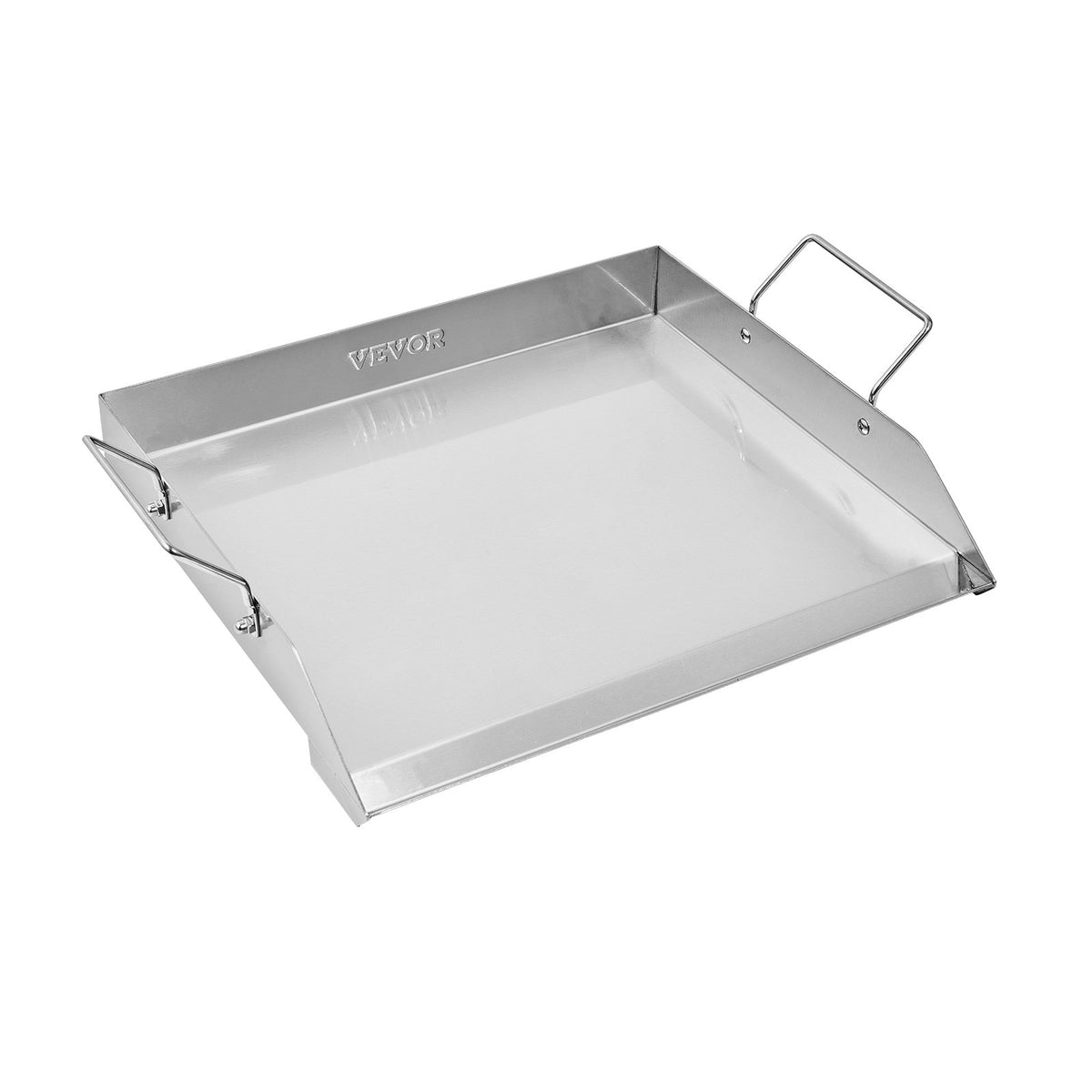 VEVOR Stainless Steel Griddle, 18x16 inch Universal Flat Top Rectangular Plate, Gas Grill Griddle for BBQ Grill, Teppanyaki, Portable Family Cookware with Handle, for Camping Tailgating Party