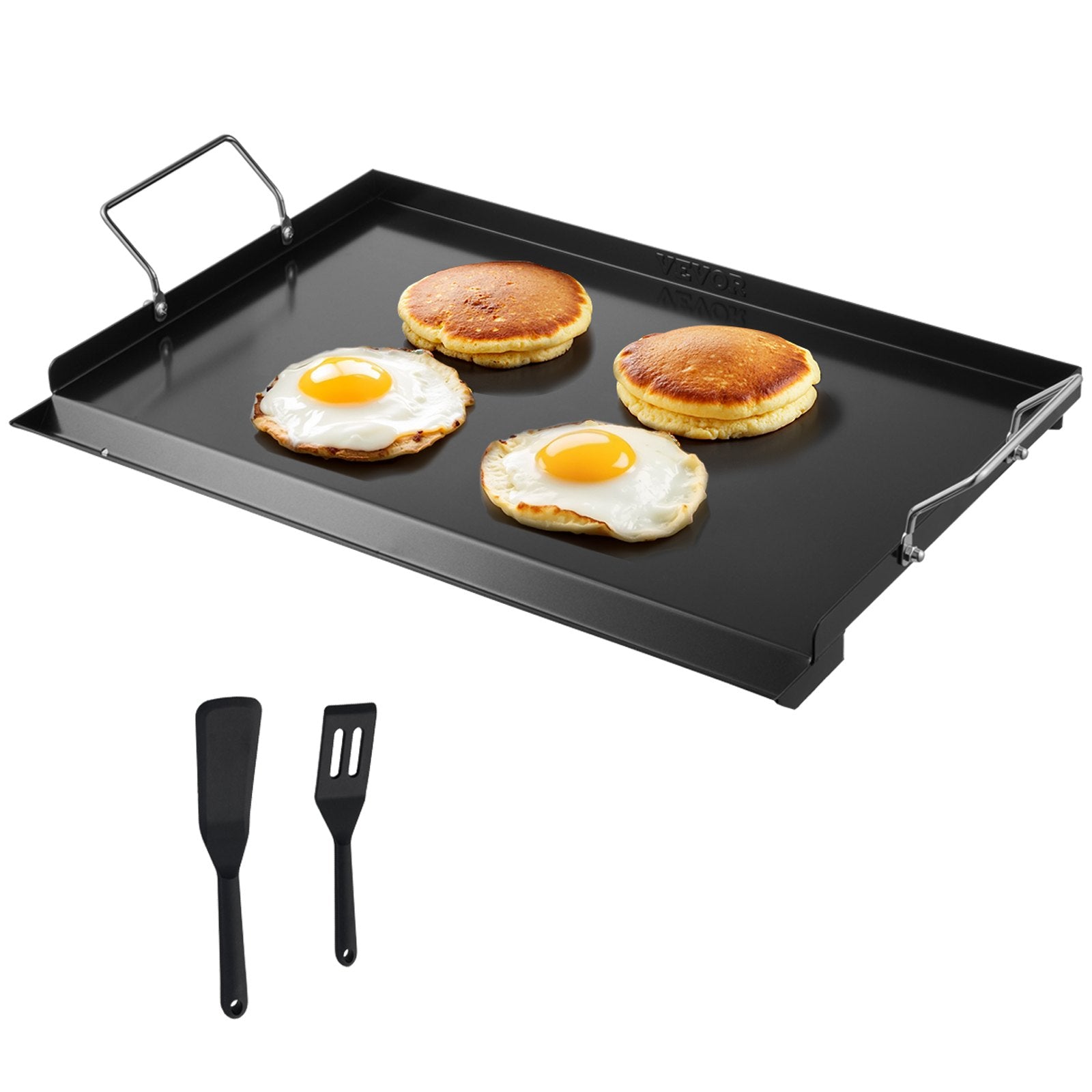 VEVOR Carbon Steel Griddle, 24x16 inch Universal Flat Top Rectangular Plate, Gas Grill Griddle for BBQ Grill, Teppanyaki, Portable Family Cookware with Handle, for Camping Tailgating Party