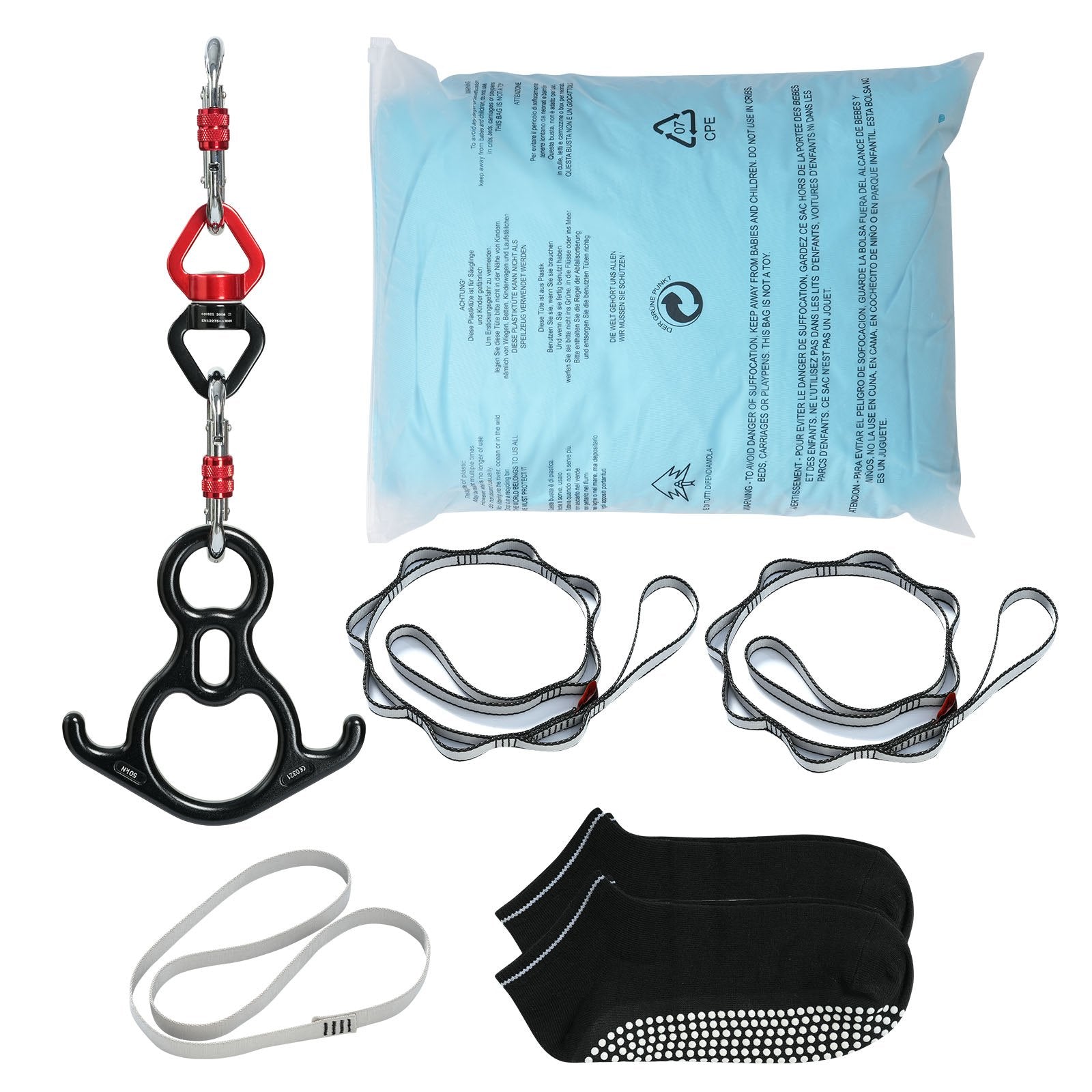 VEVOR Aerial Silk & Yoga Swing, 10 m Length, Aerial Yoga Hammock Kit with 100gsm Nylon Fabric, Full Rigging Hardware & Easy Set-up Guide, Antigravity Flying for All Levels Fitness Bodybuilding, Blue