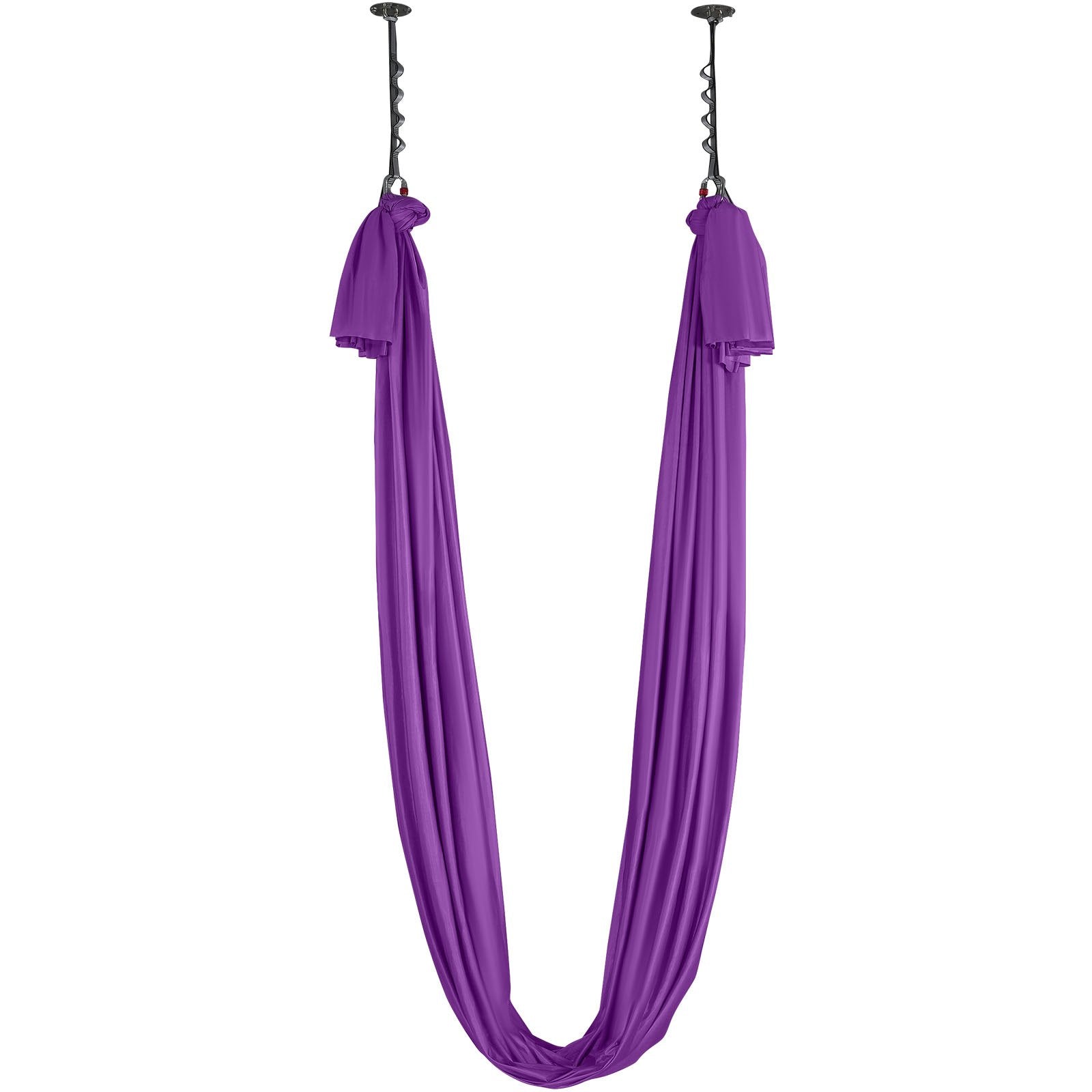 VEVOR Aerial Silk & Yoga Swing, 8 m Length, Aerial Yoga Hammock Kit with 100gsm Nylon Fabric, Full Rigging Hardware & Easy Set-up Guide, Antigravity Flying for All Levels Fitness Bodybuilding, Purple