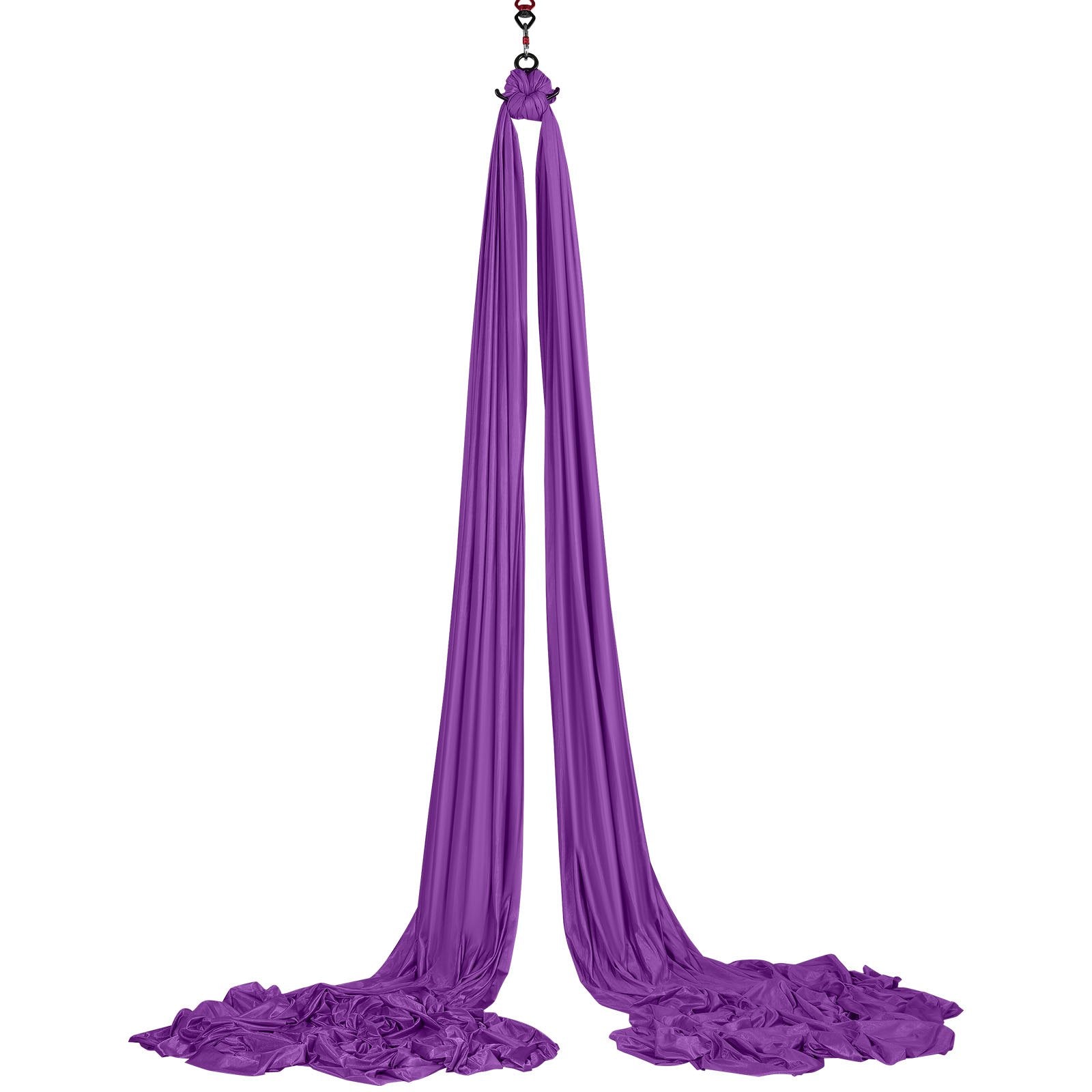 VEVOR Aerial Silk & Yoga Swing, 8 m Length, Aerial Yoga Hammock Kit with 100gsm Nylon Fabric, Full Rigging Hardware & Easy Set-up Guide, Antigravity Flying for All Levels Fitness Bodybuilding, Purple