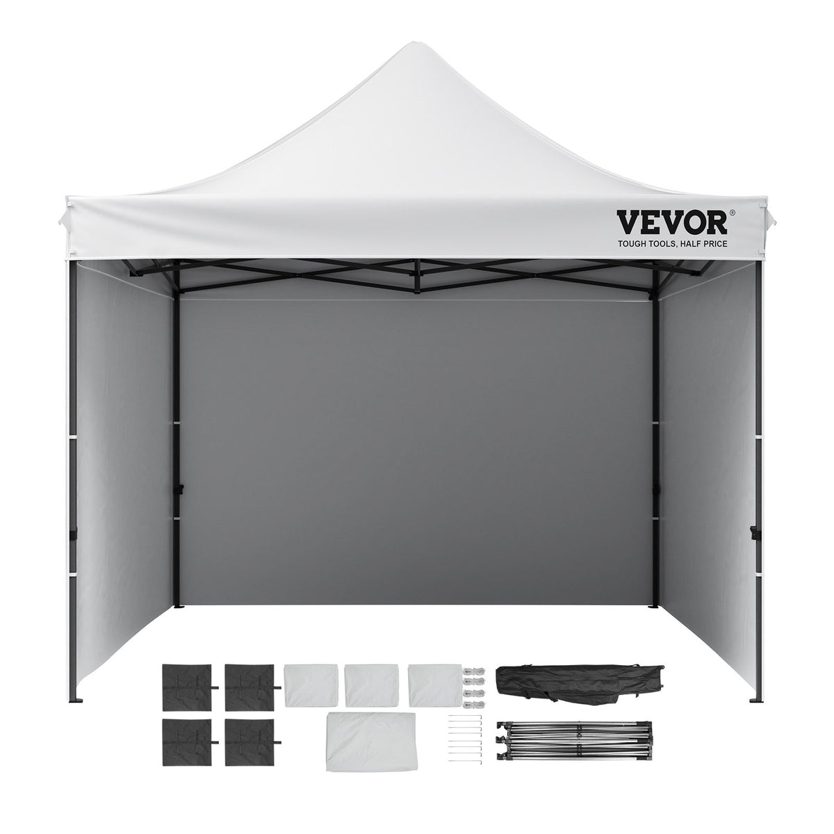 VEVOR Pop Up Canopy Tent Outdoor Gazebo Tent 10x10FT with Sidewalls & Bag White