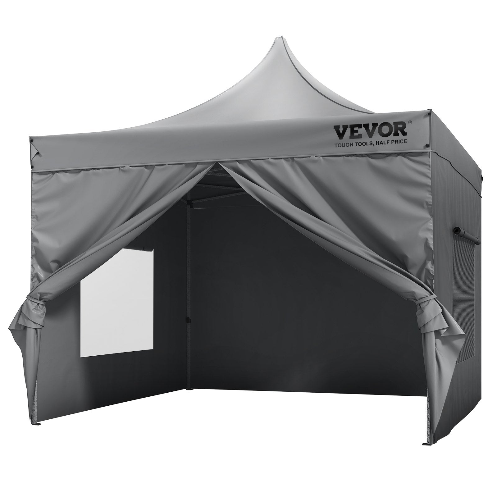 VEVOR  304.8 x 304.8 cm Pop up Canopy with Removable Sidewalls, Instant Canopies Portable Gazebo & Wheeled Bag, UV Resistant Waterproof, Enclosed Canopy Tent for Outdoor Events, Patio, Backyard, Party